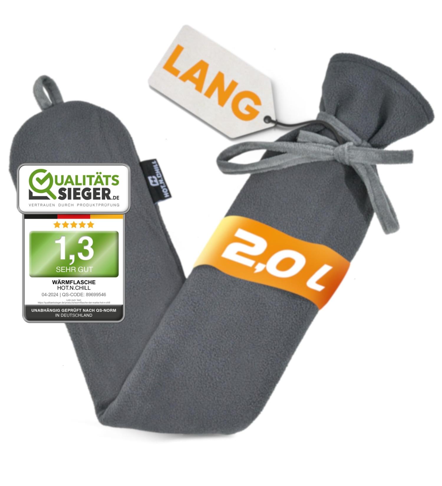 Buy Hot.n.chill 2L Long Hot Water Bottle - Perfect Neck & Shoulder Heat Relief | Safe Cozy Gray Design - International Shipping Available - Buy Online on GoSupps.com