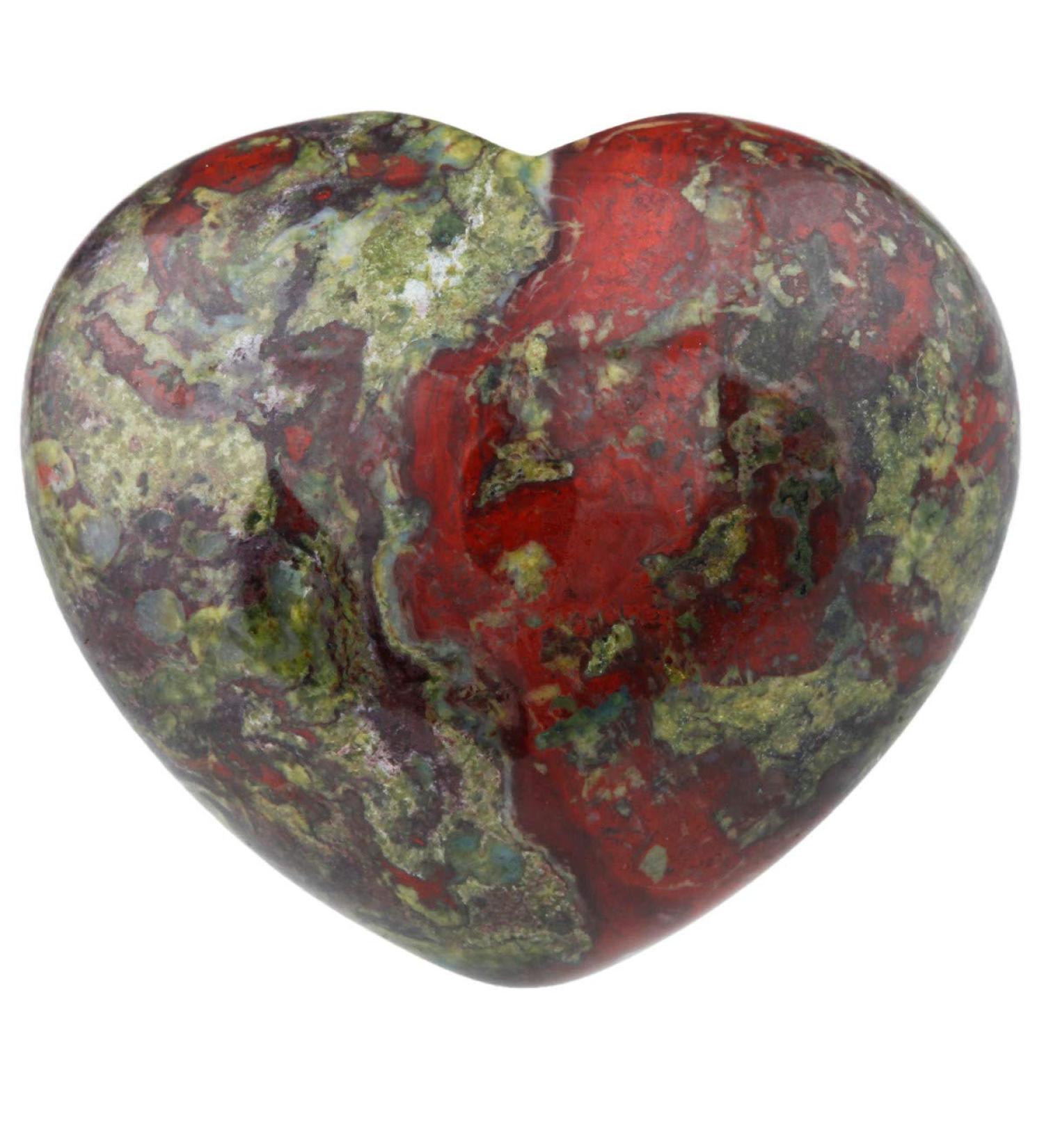 Nupuyai Dragon Bloodstone Heart Palm Worry Stone - Chakra Reiki Healing Crystal for Home Decor - 45mm Multicolor Love Stone - Buy Online on GoSupps.com