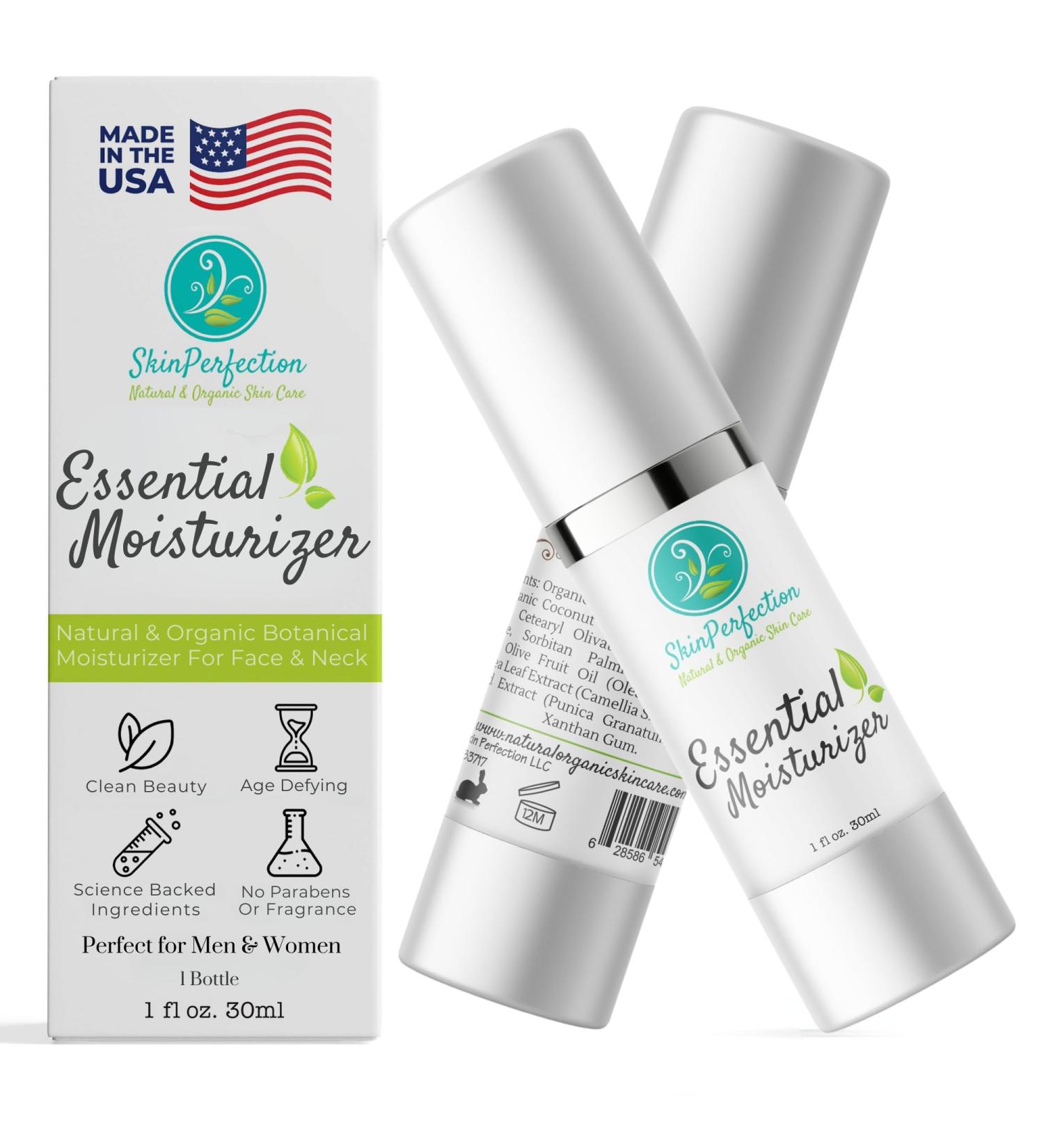 Organic Skin Perfection Essential Moisturizer - Hydrate Minimize Fine Lines & Renew Elasticity | Clean Beauty 1 Oz - International Shipping Available - Buy Online on GoSupps.com