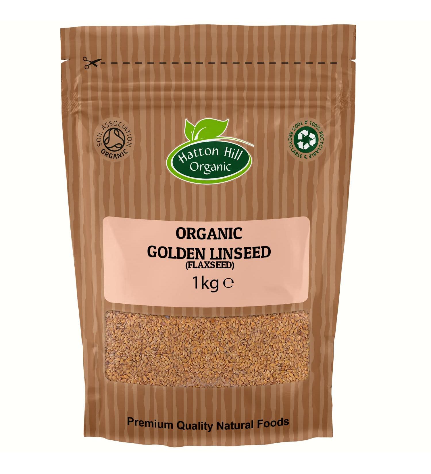 Organic Golden Linseed (Flaxseed) 1kg by Hatton Hill Organic - Certified Organic - Buy Online on GoSupps.com