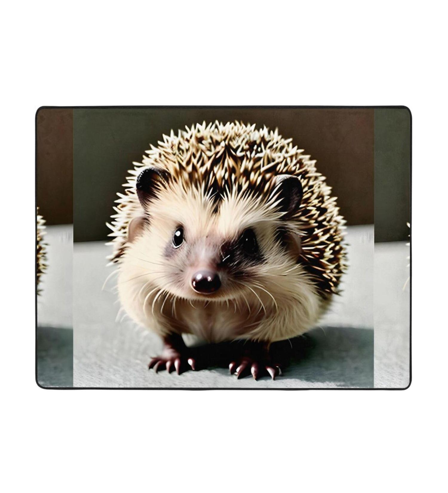 Cute Hedgehog Flannel Non-Slip Floor Mat | 63x48 Inches | Comfortable & Lint-Free | Ideal for Home Decor & Pressure Relief | International Shipping Available - Buy Online on GoSupps.com