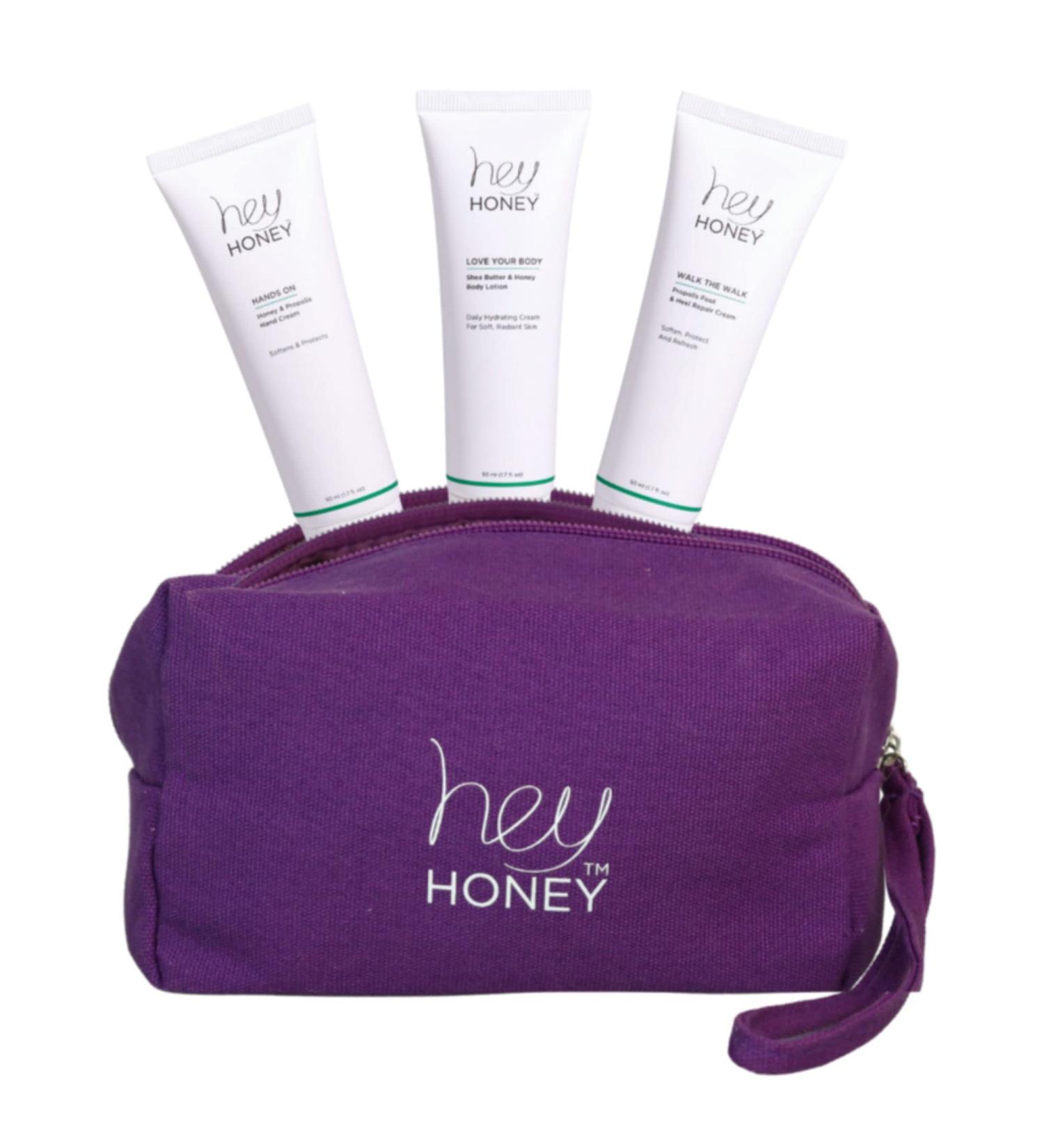 Hey Honey 4pc Gift Set: Love Your Body Lotion Foot Cream & Hand Cream - Perfect for Valentine's Christmas & Birthdays | International Shipping - Buy Online on GoSupps.com