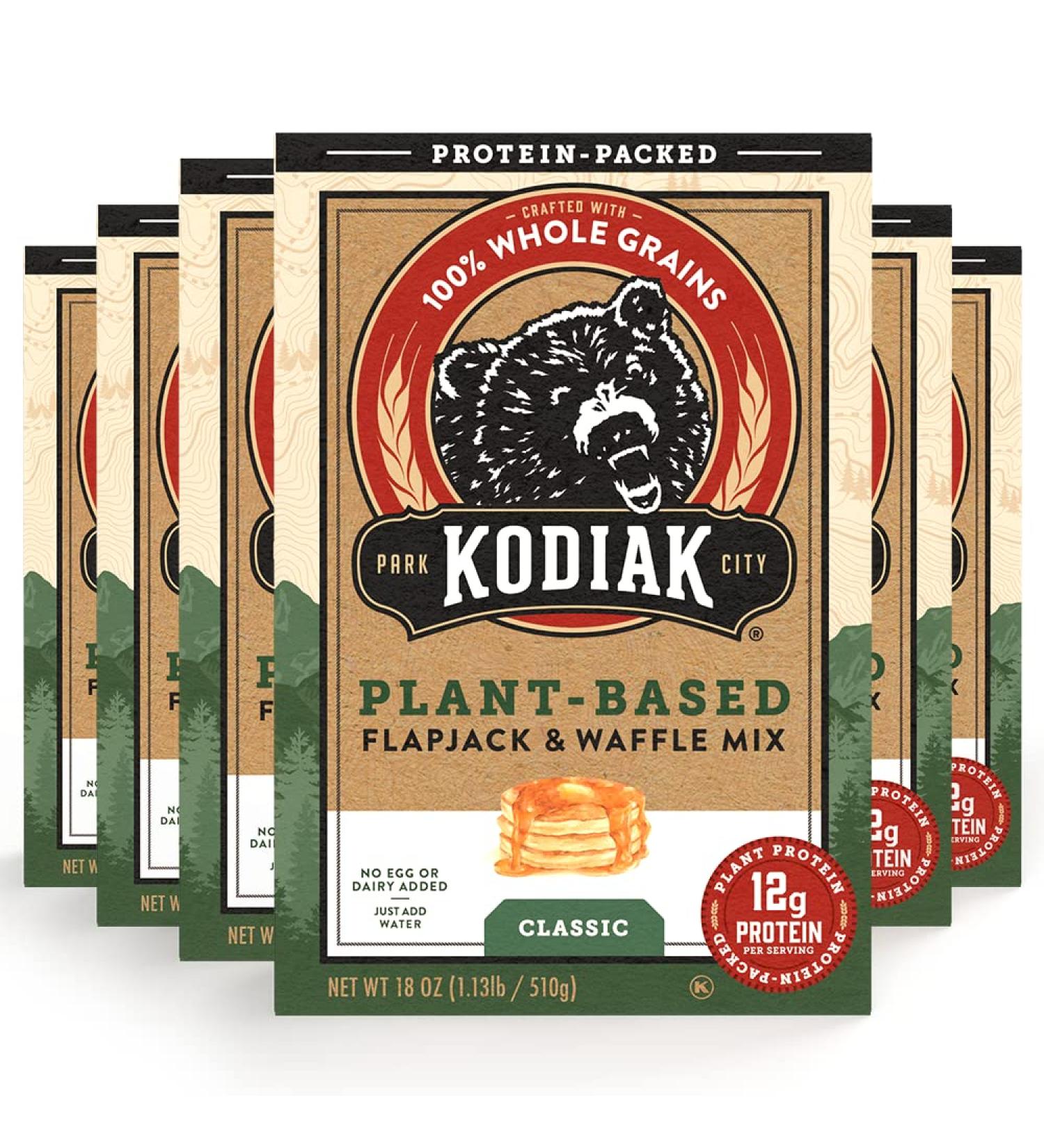 Kodiak Cakes Plant-Based Classic Flapjack & Waffle Mix 18 Oz - Pack of 6 | Plant Based | Vegan-Friendly - Buy Online on GoSupps.com