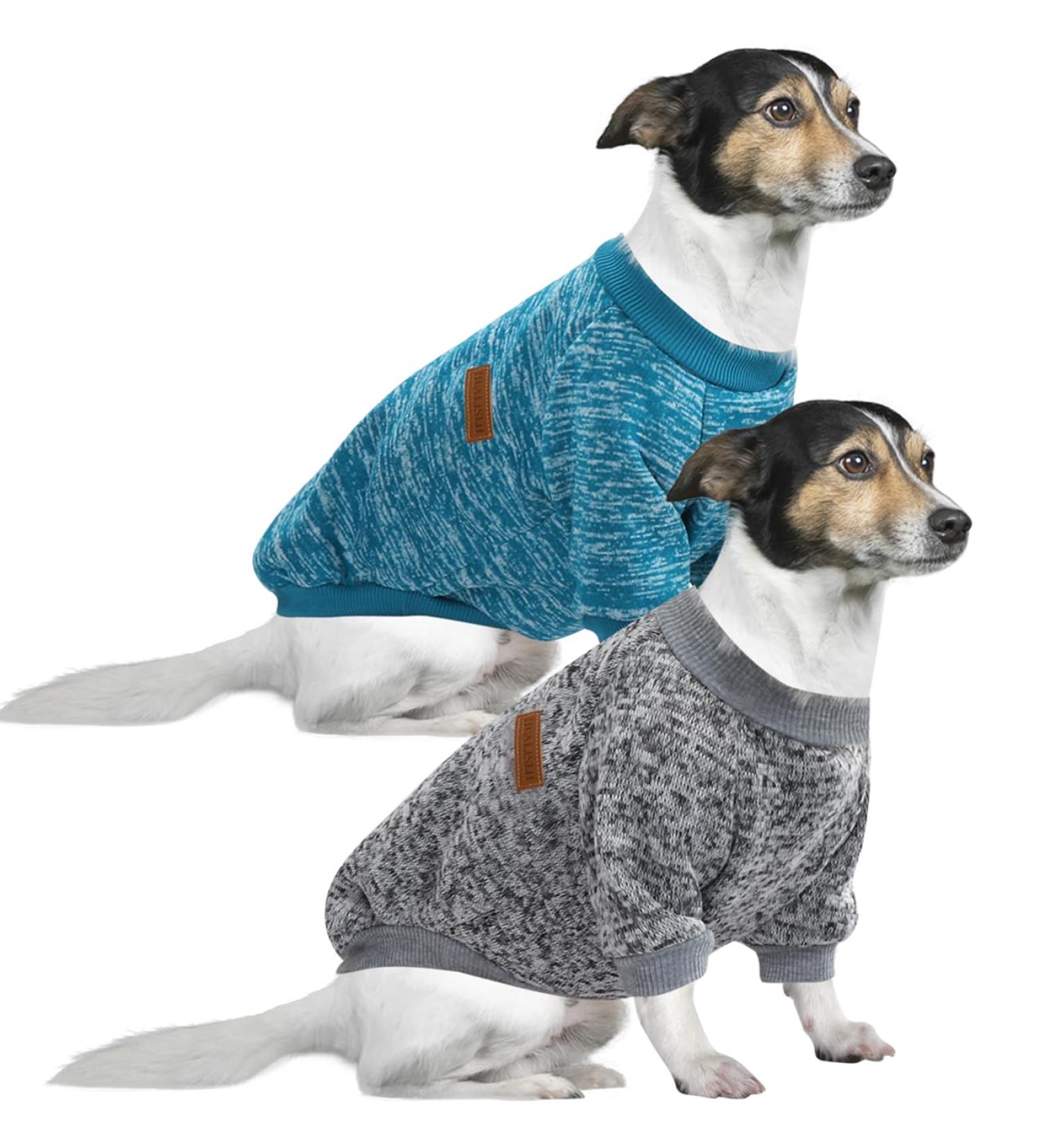 Shop Huisalisiji 5XL Dog Sweater - Warm & Lightweight Sweatshirts for Large Dogs | Soft Elastic Hoodies (Blue & Gray) - 2PCS - Buy Online on GoSupps.com
