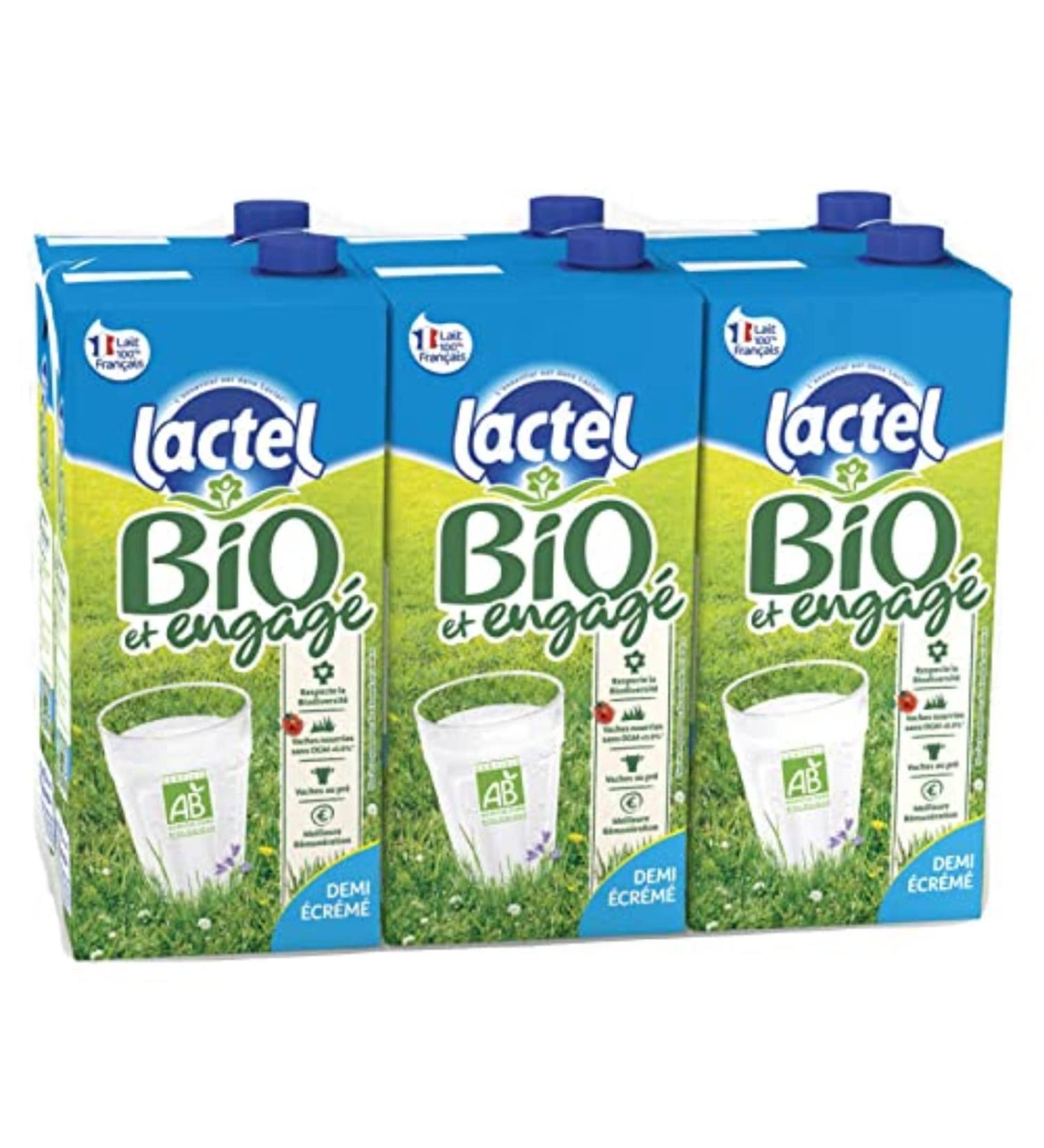 Lactel Lait Demi- cr m Biologique 6 x 1L