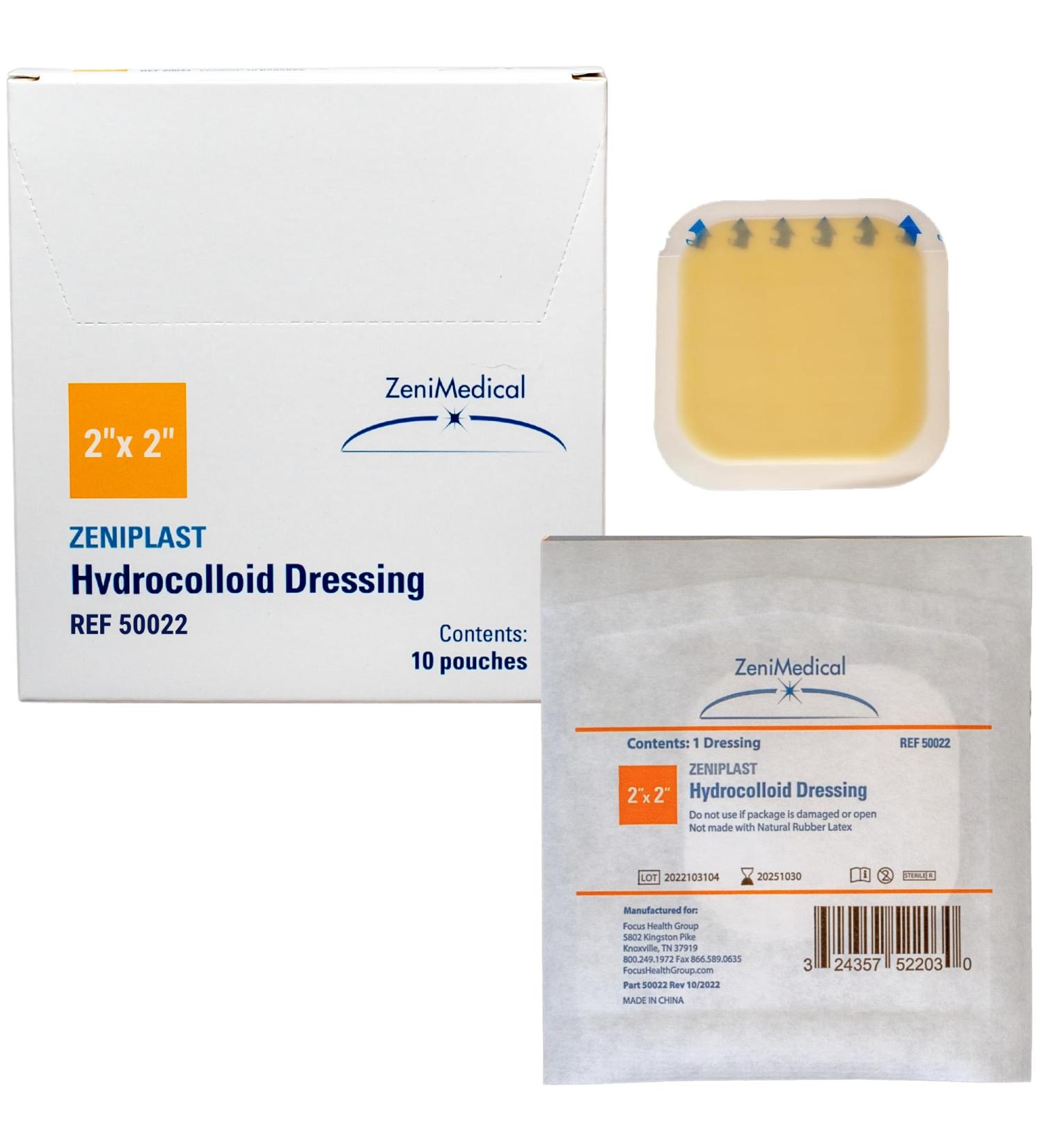 ZeniPlast Hydrocolloid Dressing - Sterile Adhesive Patches Waterproof Wound Dressing (2x2 Inch) - Extended Wear 10/Box - International Shipping Available - Buy Online on GoSupps.com