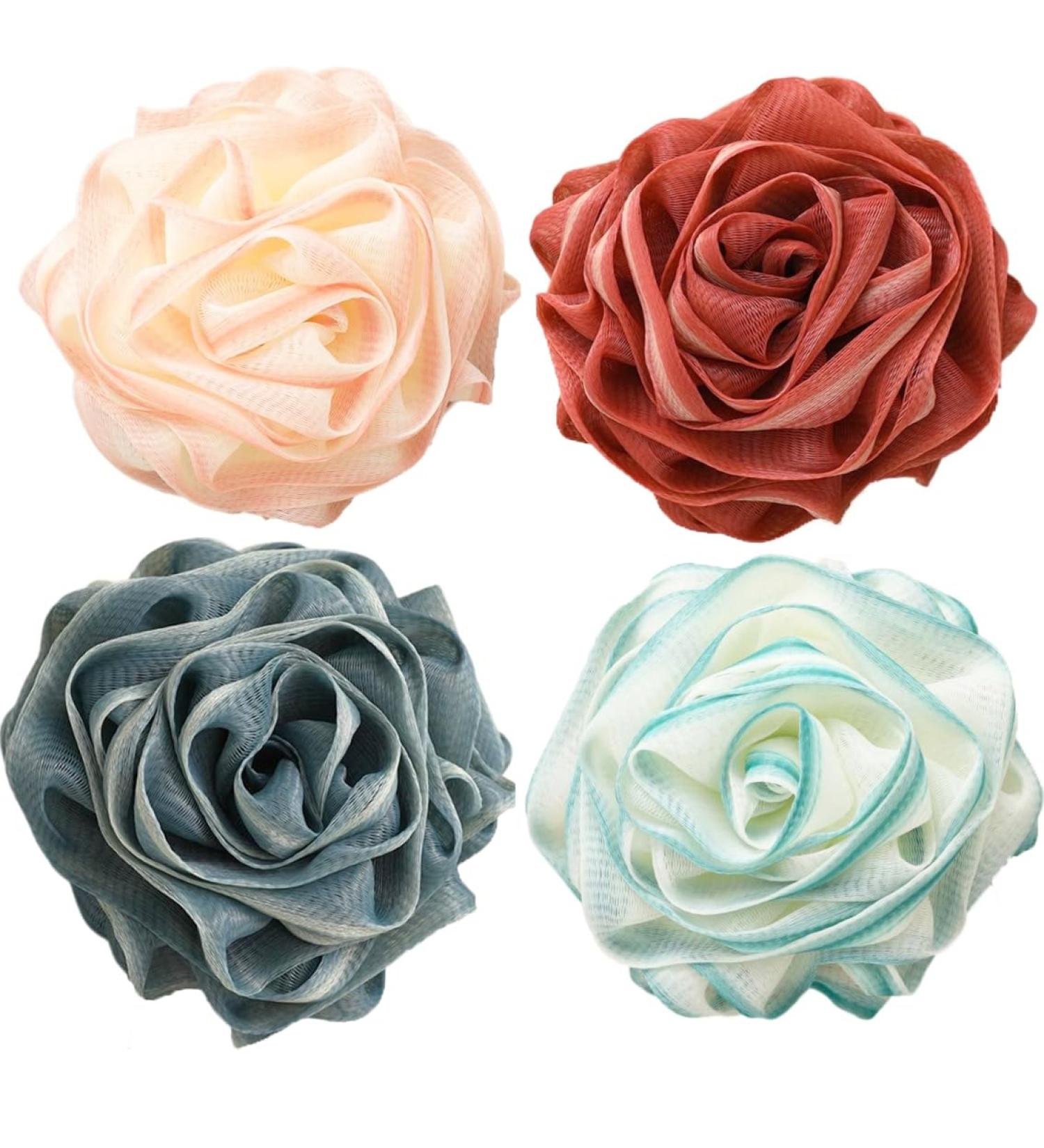Leadigol Loofah Sponge Set - Exfoliating Bath Sponge for Men & Women | 4 Colorful Flower Shower Accessories | 55g Each - Perfect for Smooth Skin - Buy Online on GoSupps.com