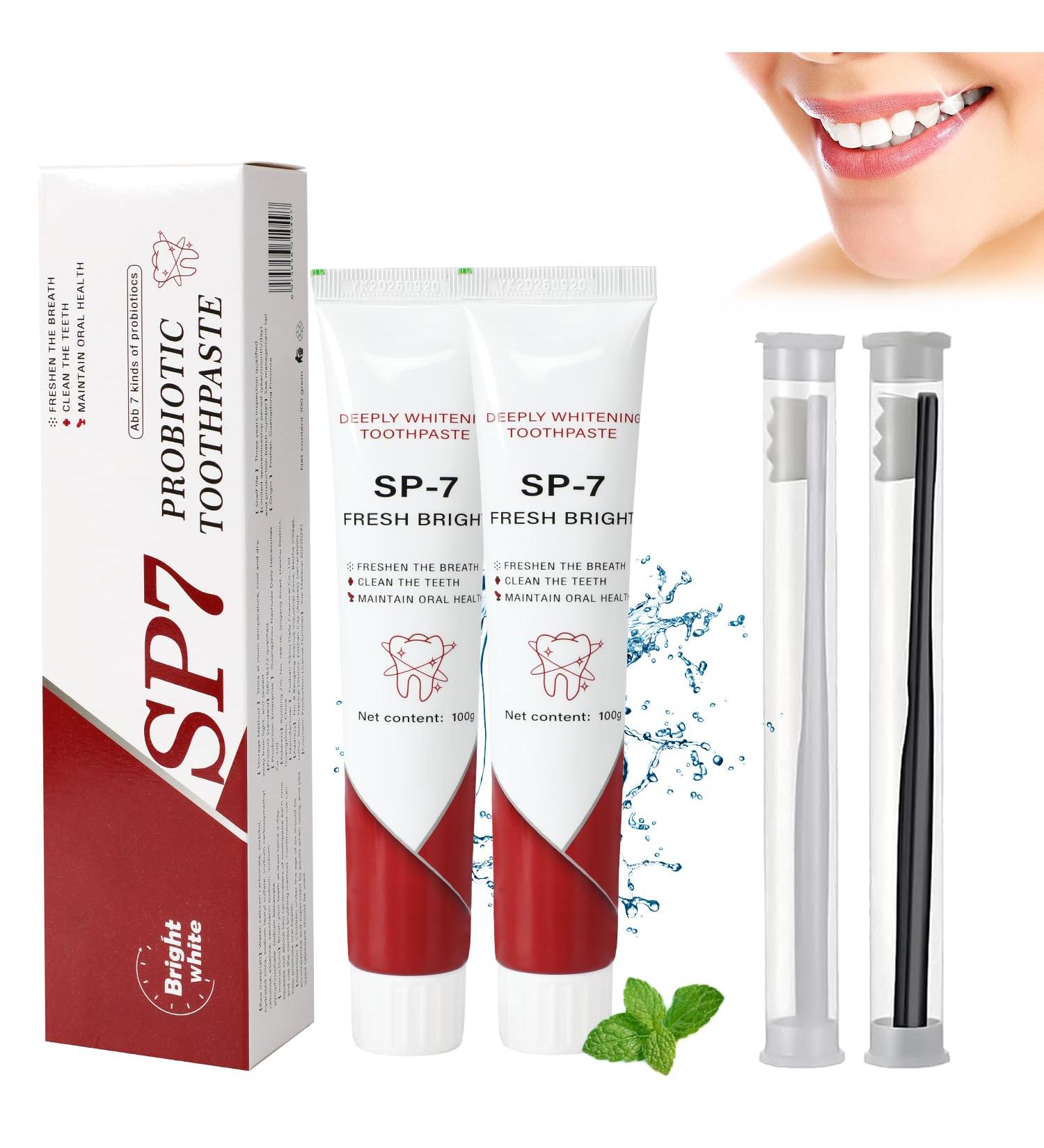 SP-7 Probiotic Toothpaste for Fresh Breath & Whitening - Deep Cleaning Care (2Pcs + 2 Toothbrushes) - International Shipping Available - Buy Online on GoSupps.com