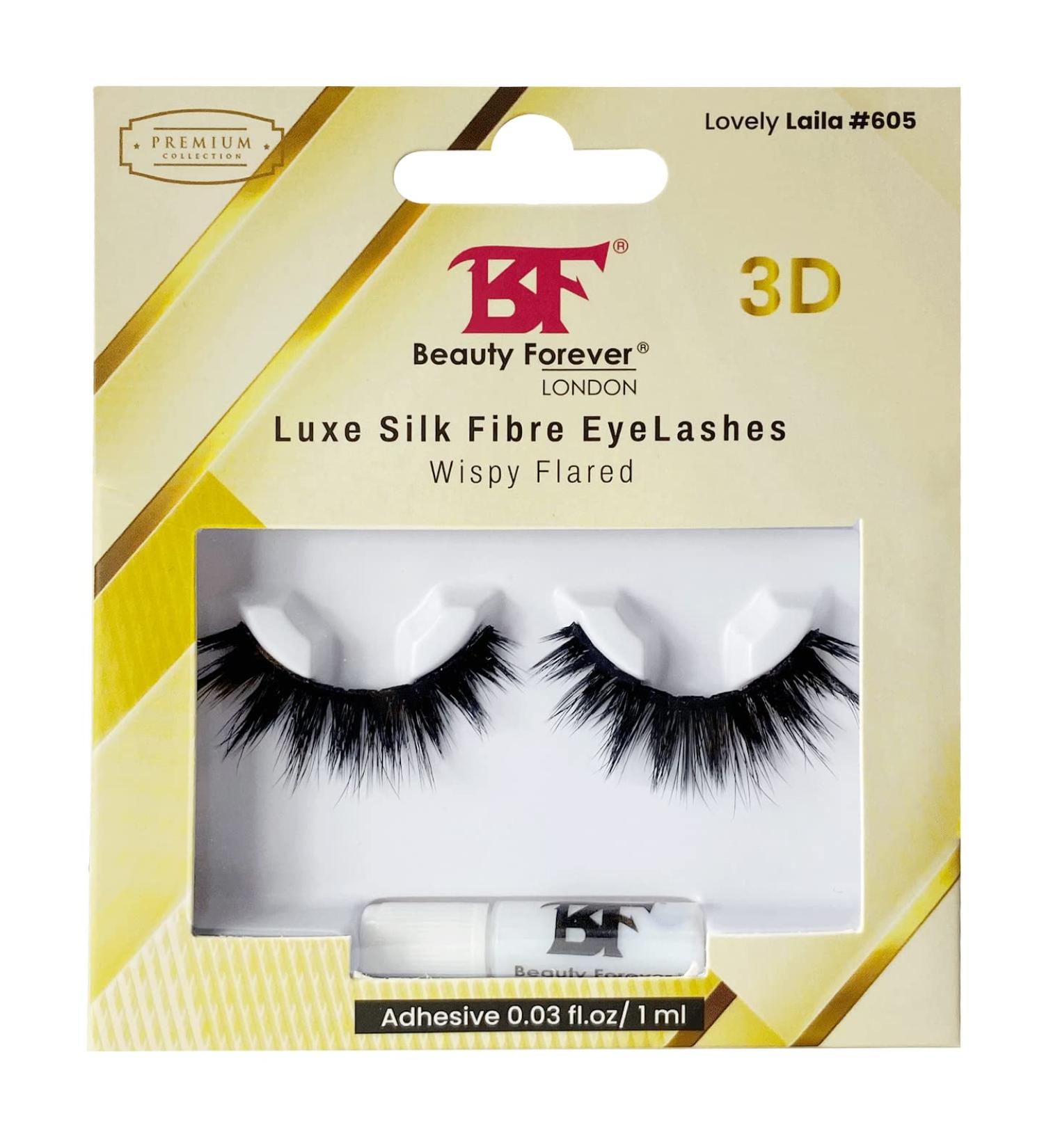 Beauty Forever Luxe Silk Fibre 3D Eyelashes With Wispy Flared Effect Lovely Laila No. 605 - Buy Online on GoSupps.com