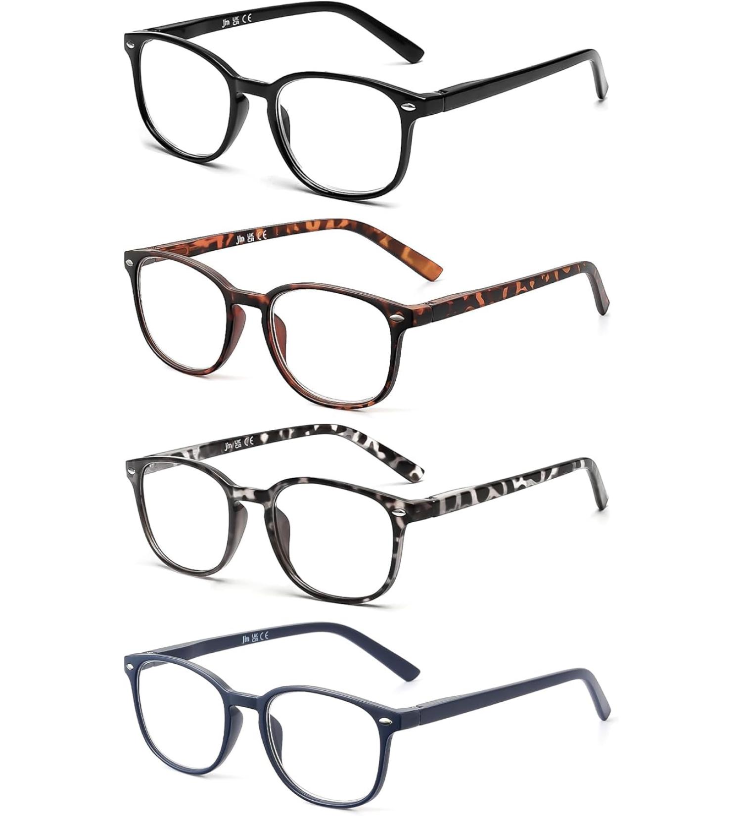 JM Reading Glasses Quality Spring Hinge Readers Women Men Glasses for Reading +1.75 Mixed Colours - Pack Of 4 - Buy Online on GoSupps.com