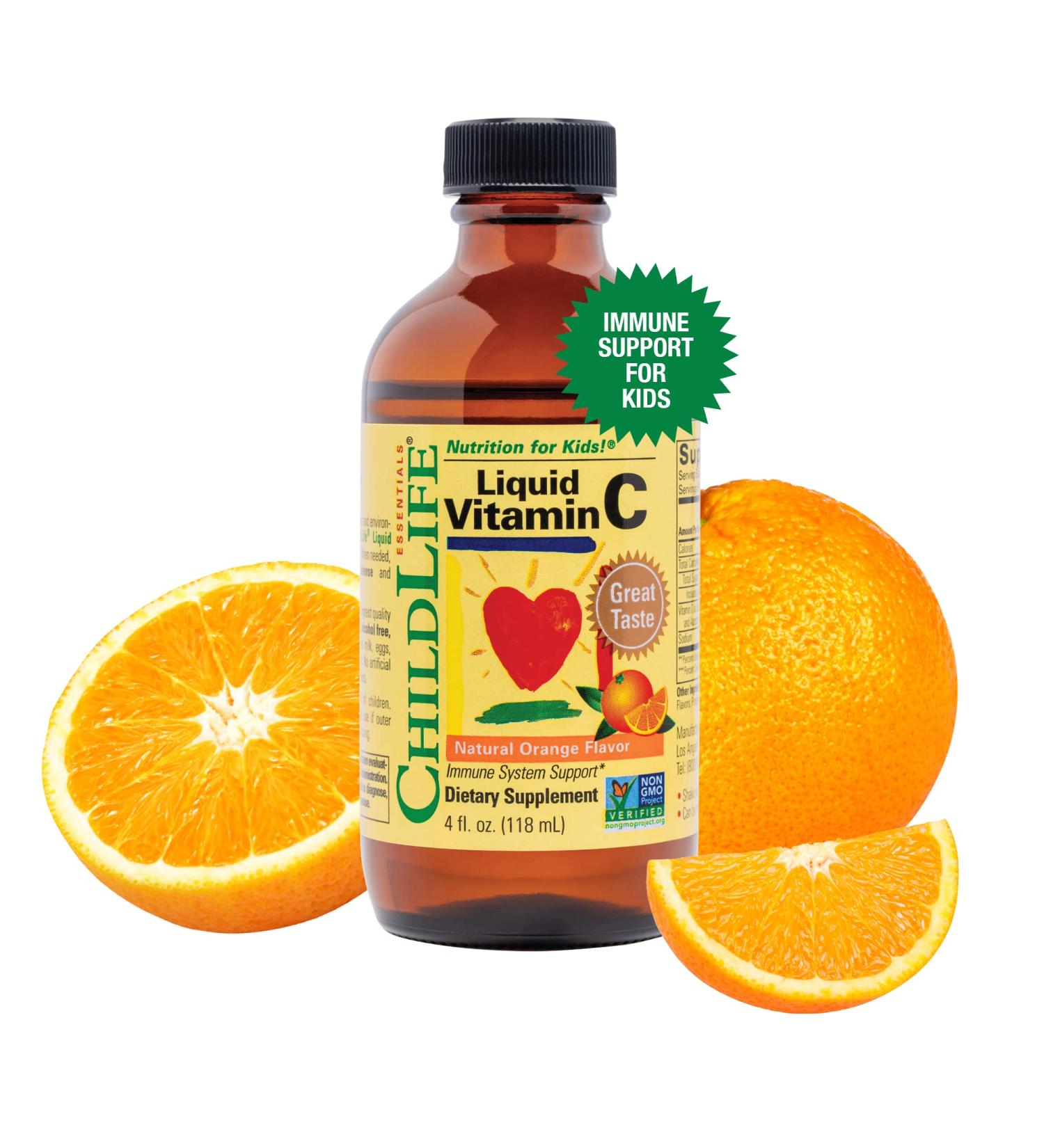 ChildLife Essentials Liquid Vitamin C - All-Natural Immune Support - Gluten-Free, Non-GMO, High Antioxidant Formula - Orange Flavor 4oz Bottle - Buy Online on GoSupps.com