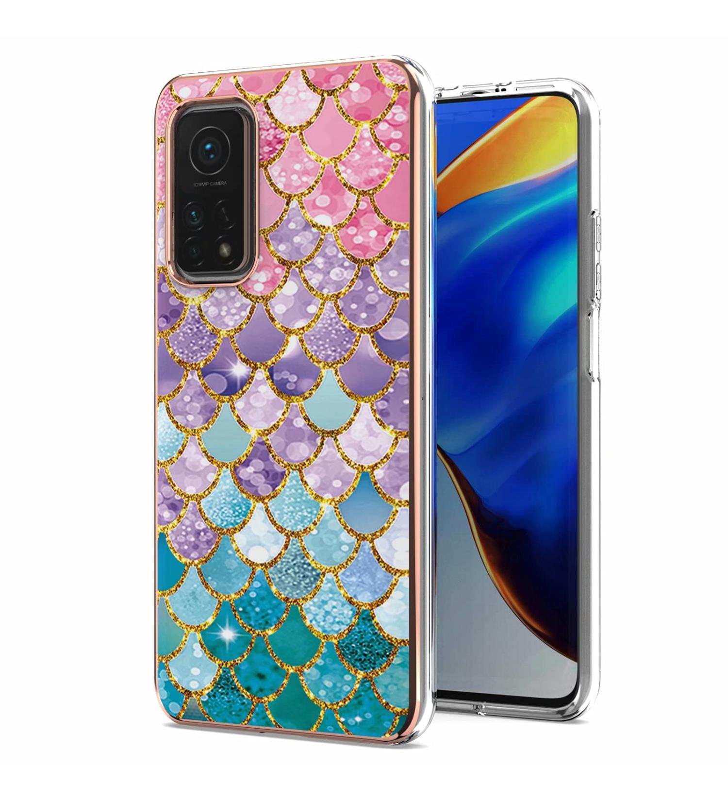 Buy Miago Slim TPU Phone Case for Xiaomi Mi 10T Pro | Marble Series Bumper Cover in Pink Green - Scratch-Resistant & Stylish - Buy Online on GoSupps.com