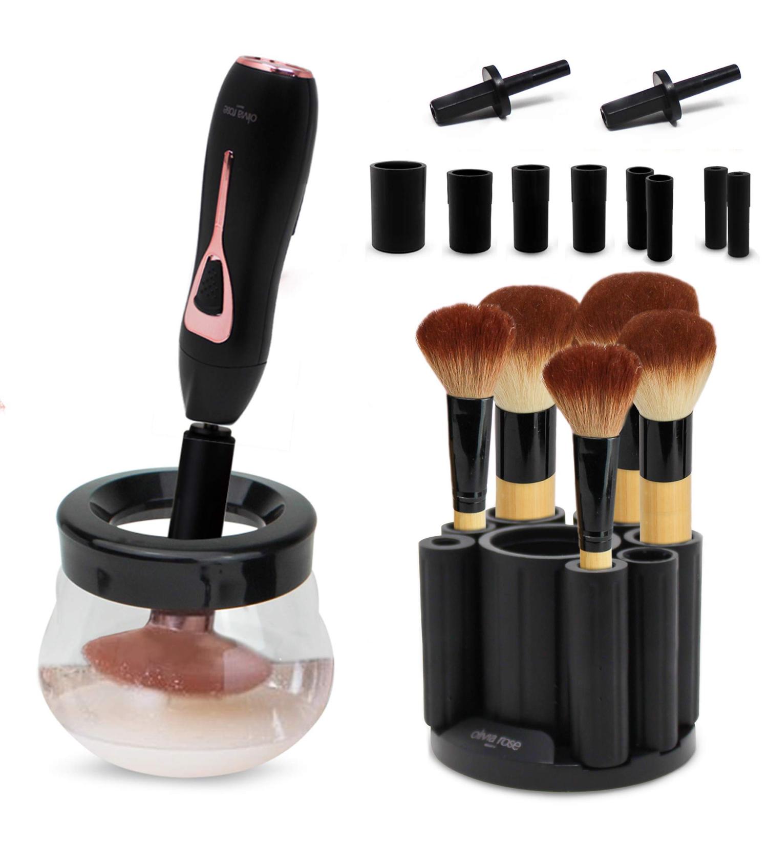 Olivia Rose Electric Makeup Brush Cleaner Spinner | Deep Clean 8 Size Rubber Collars (Black) - Fast International Shipping - Buy Online on GoSupps.com