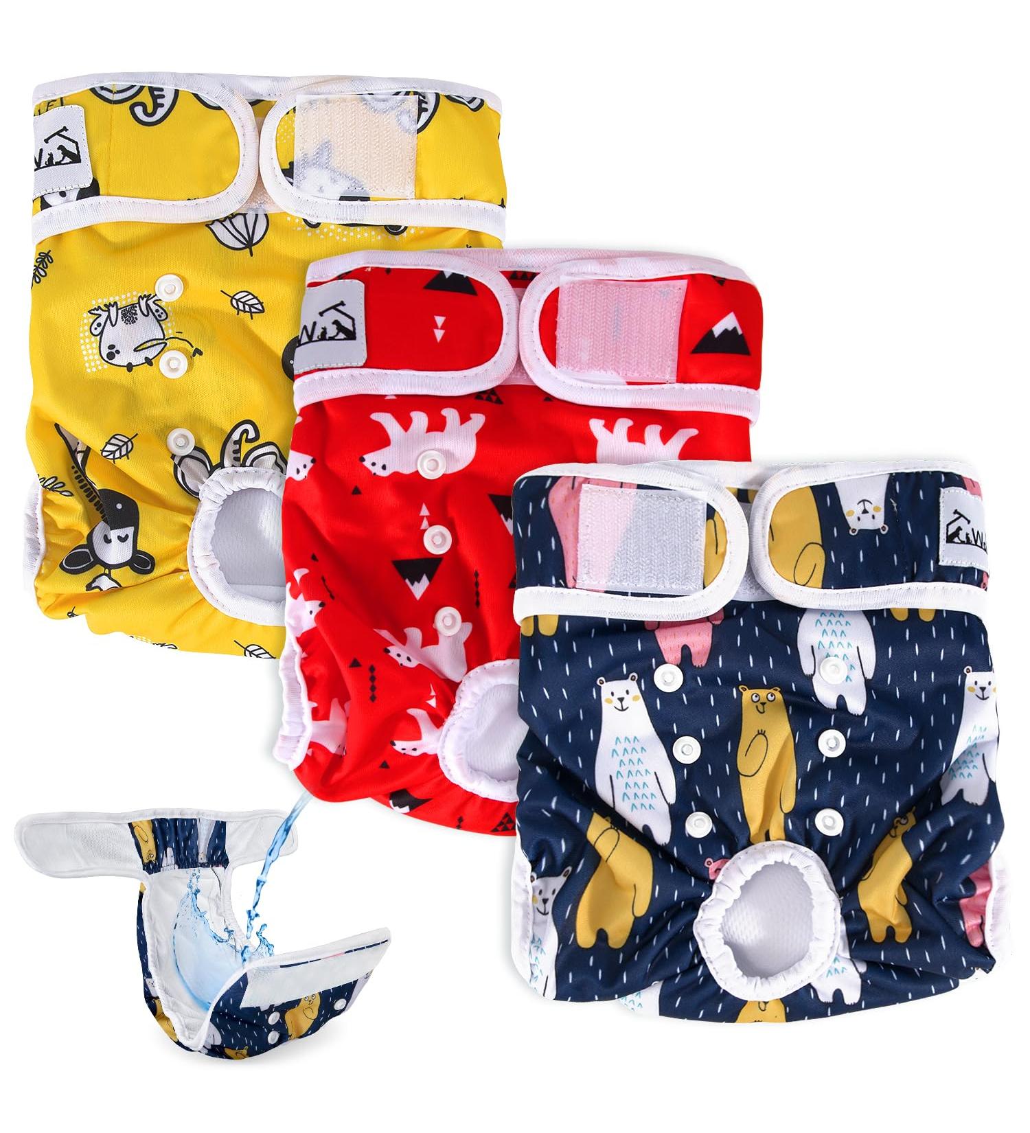 Slowton Washable Dog Diapers for Bitches - Soft High-Suction Eco-Friendly Adjustable Heat Pants for Incontinence & Heat - 3 Pack (Size M) - Buy Online on GoSupps.com