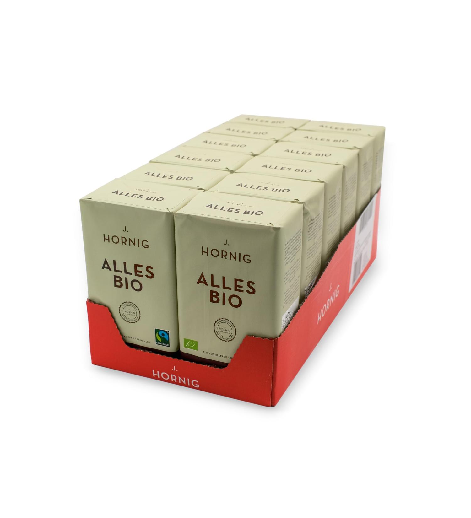 J. Hornig Organic & Fair Trade Coffee Grounds - 12x500g | Intense Aroma & Strong Taste for Filter French Press & Espresso - Buy Online on GoSupps.com