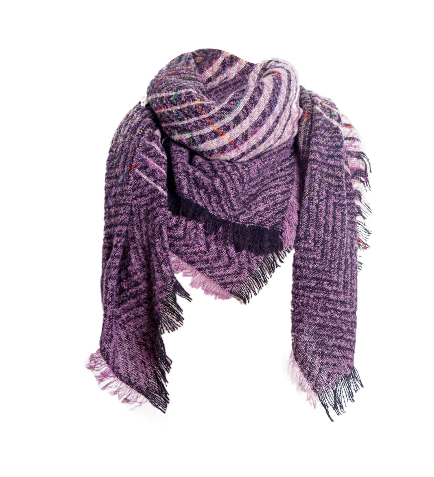 Women s High-Quality Cotton Triangle Scarf | Winter Poncho Cape with Button | Purple Towel Scarf for Women - International Shipping Available - Buy Online on GoSupps.com