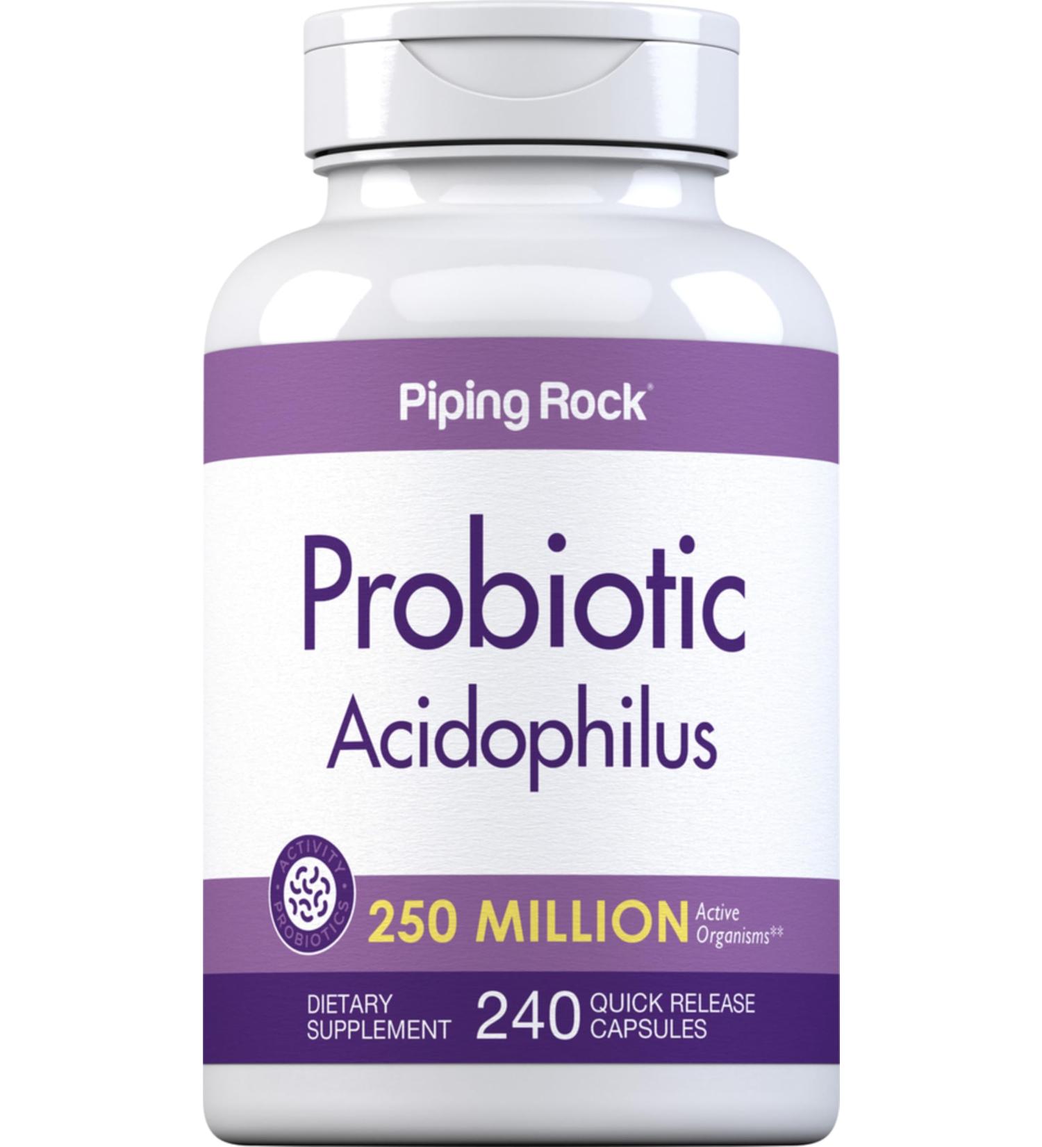 Piping Rock Probiotic Acidophilus Capsules | 250 Million CFU | 240 Pills | Dietary Supplement | Non-GMO Gluten Free - Buy Online on GoSupps.com