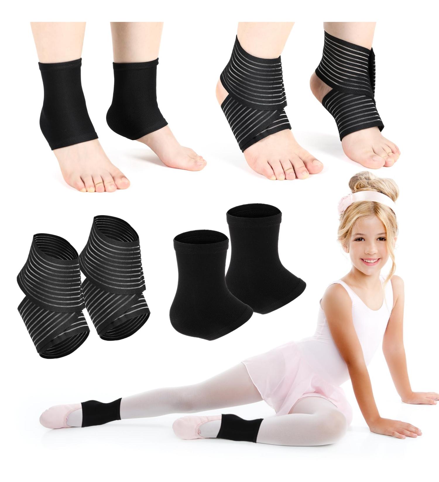 Tarpop Kids Ankle Brace Set - Compression Socks for Sports & Injury Prevention - Adjustable Support for Kids - Perfect for Dance Jogging & Running - Black - Buy Online on GoSupps.com