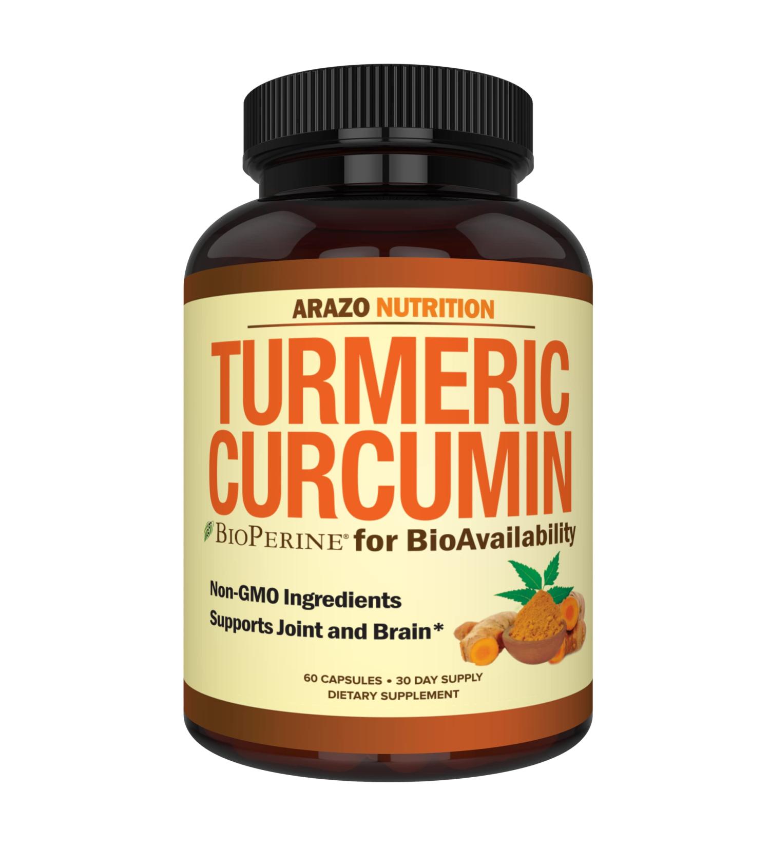 Arazo Nutrition Turmeric Curcumin 1300mg with BioPerine & Black Pepper - Joint Support Herbal Supplement - Buy Online on GoSupps.com