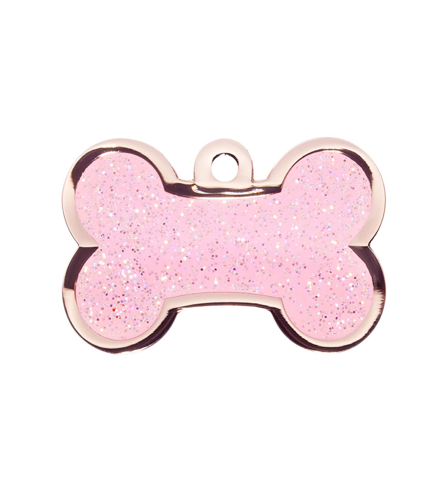 BWM Customised Fashion Pet ID Tags Dog Tags | Dog Tag for Pets Laser Engraved & Personalised | ID Tags for Dogs & Cats | Durable Strong & Deeply Engraved - Sparkly Pink Bone Small Small Pink - Buy Online on GoSupps.com
