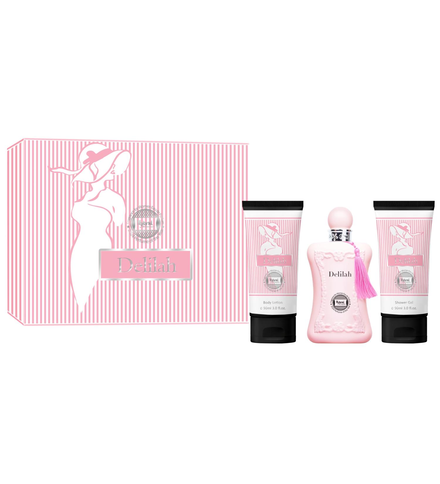 Hybrid & Company Women Delilah 3 Pcs Gift Set Contain 100ml Perfume 90ml Body Lotion 90ml Shower Gel Delilah Gift Set - Buy Online on GoSupps.com