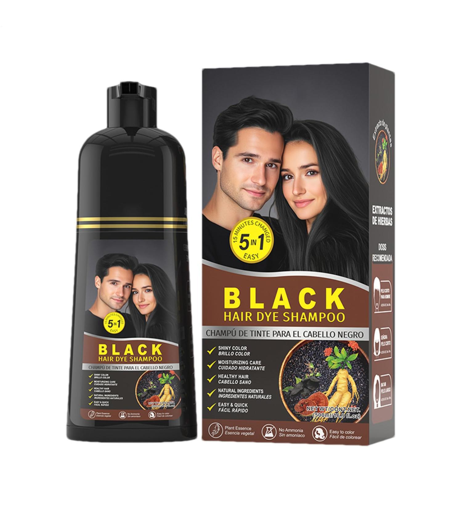 Moisturizing Hair Dye Shampoo Anti-Gray Formula Instant Gray Coverage Scented Daily Care Long Lasting Color Black/Grey Ideal for Home Salon Men Women Use - Buy Online on GoSupps.com