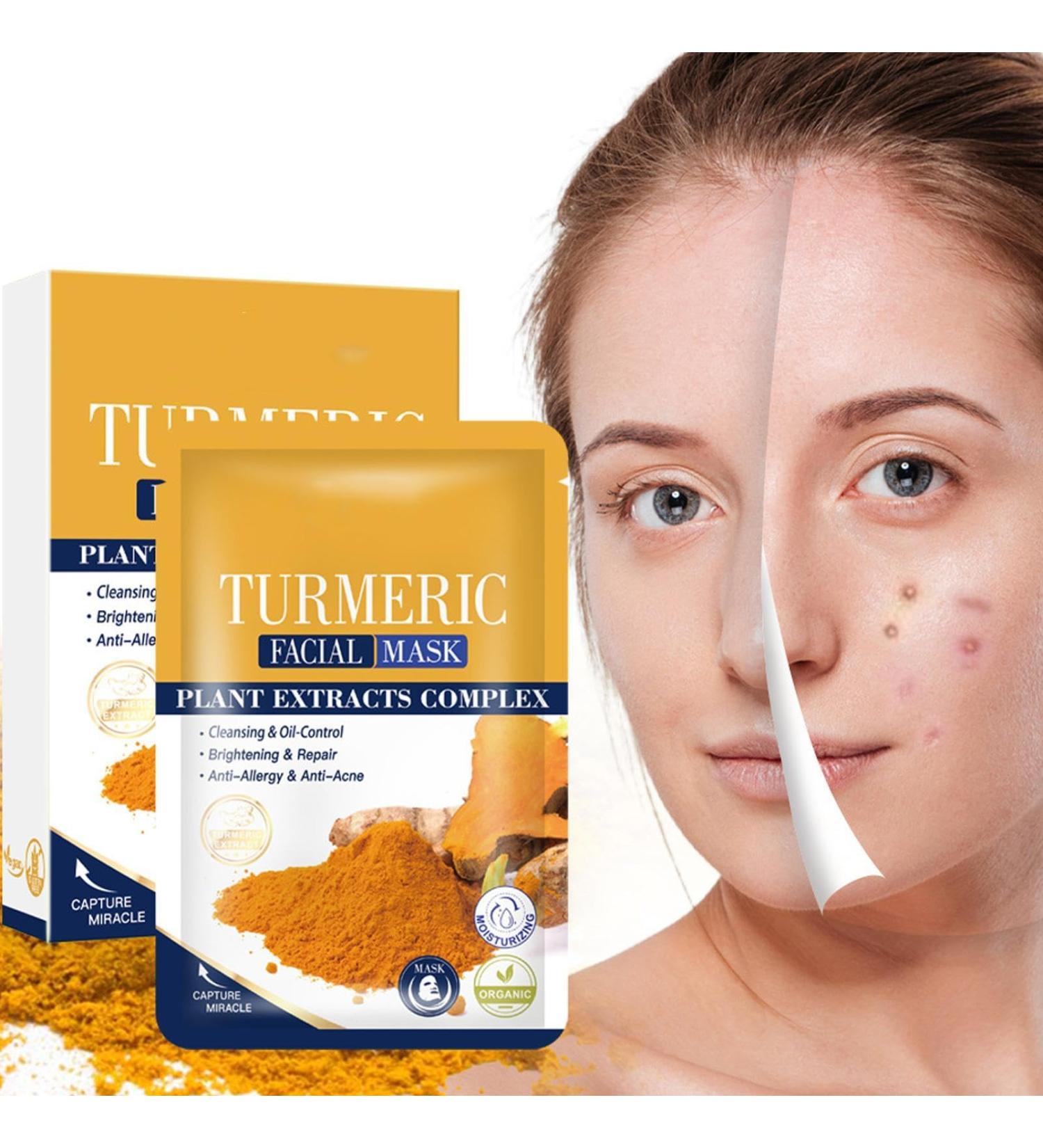Turmeric Face Ma-sk | 10 Moisturizing Turmeric Ma-sk | Facial Ma-sk With Turmeric Extract | Turmeric Face Skin Care Patchfor Brightening Skin Tone/hydrating/relieving Dullness - Buy Online on GoSupps.com