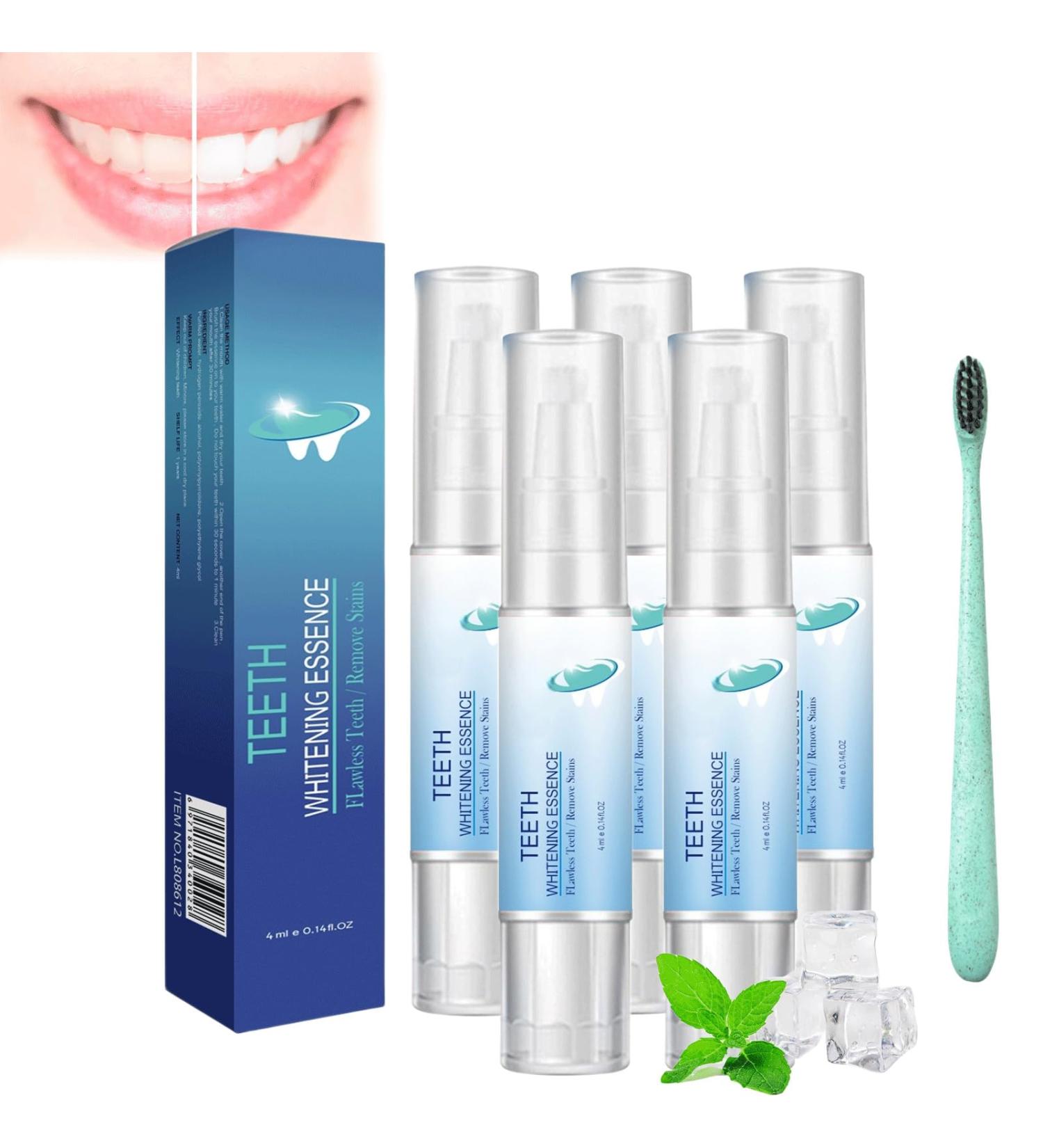 Teeth Whitening Essence Pen & Gel - Fast Stain Remover 5PCs for Effective Yellowing Reduction - Buy Online on GoSupps.com