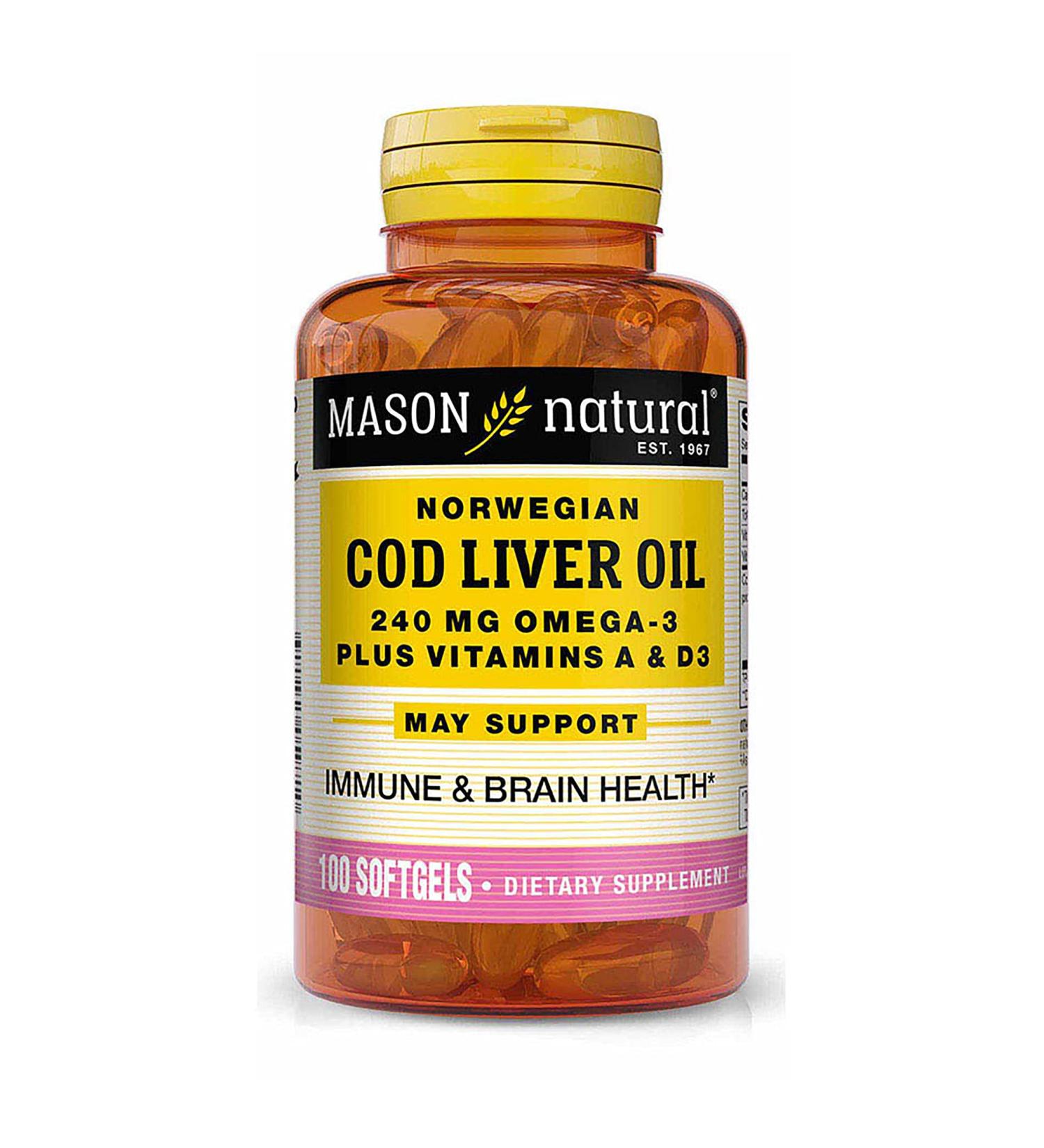 Buy Mason Natural Norwegian Cod Liver Oil with Vitamins A & D3 - 100 Softgels | Premium Omega-3 & Nutrient-Rich Supplements - Buy Online on GoSupps.com