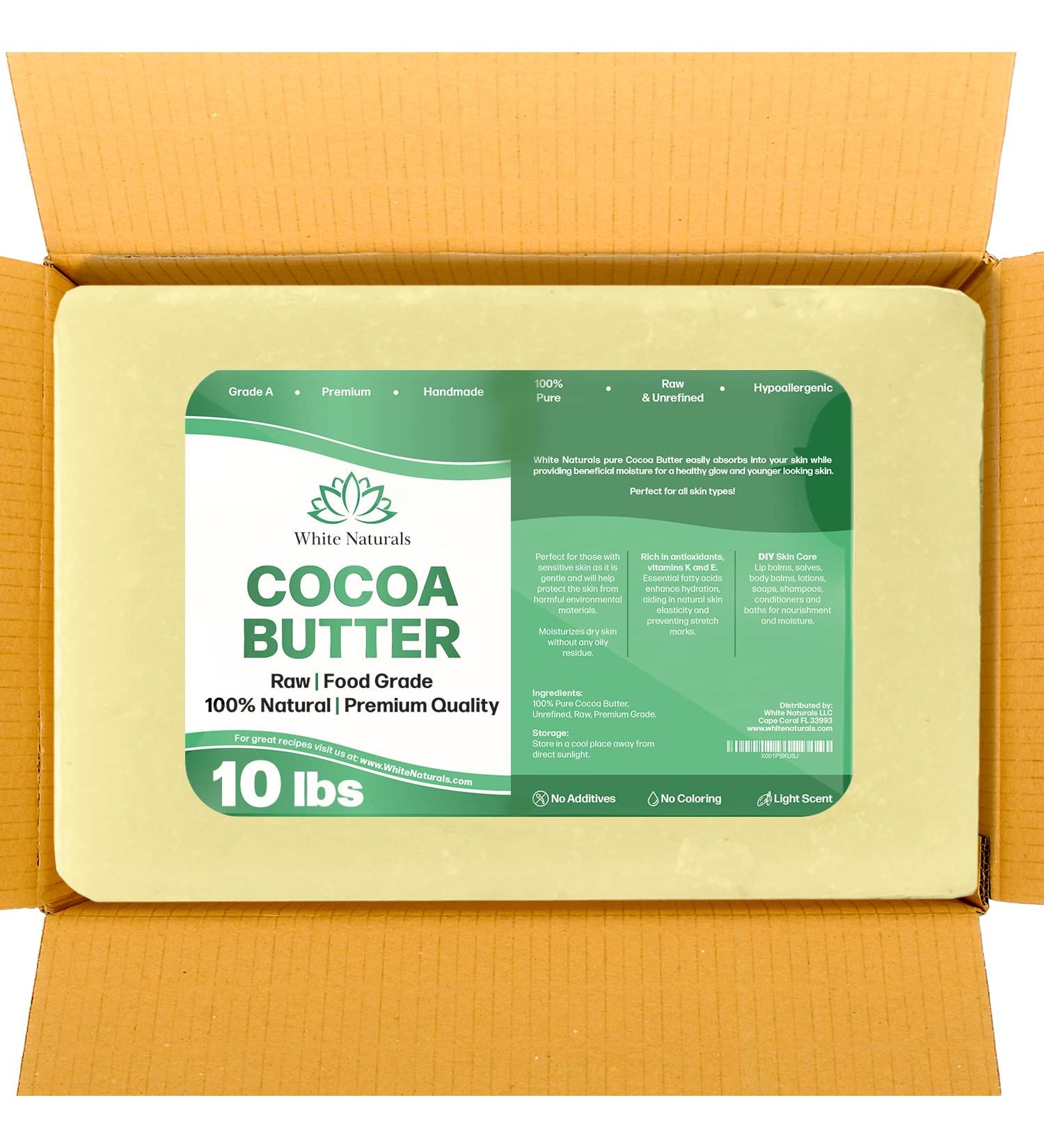 Bulk Organic Cocoa Butter 10 lb - 100% Natural Unrefined Pure | Moisturize Skin Reduce Stretch Marks Ideal for Cooking & DIY - Buy Online on GoSupps.com
