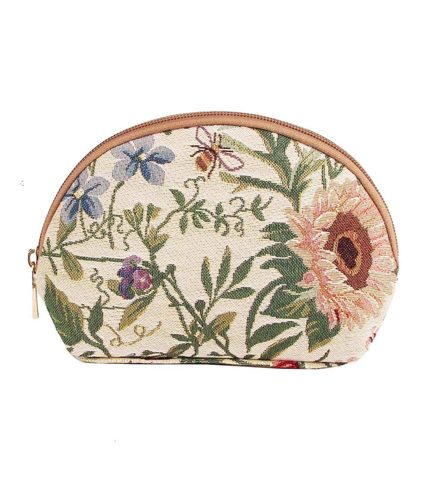 Signare Tapestry Cosmetic Bag Makeup Bag for Women with Garden Flowers Design Morning Garden