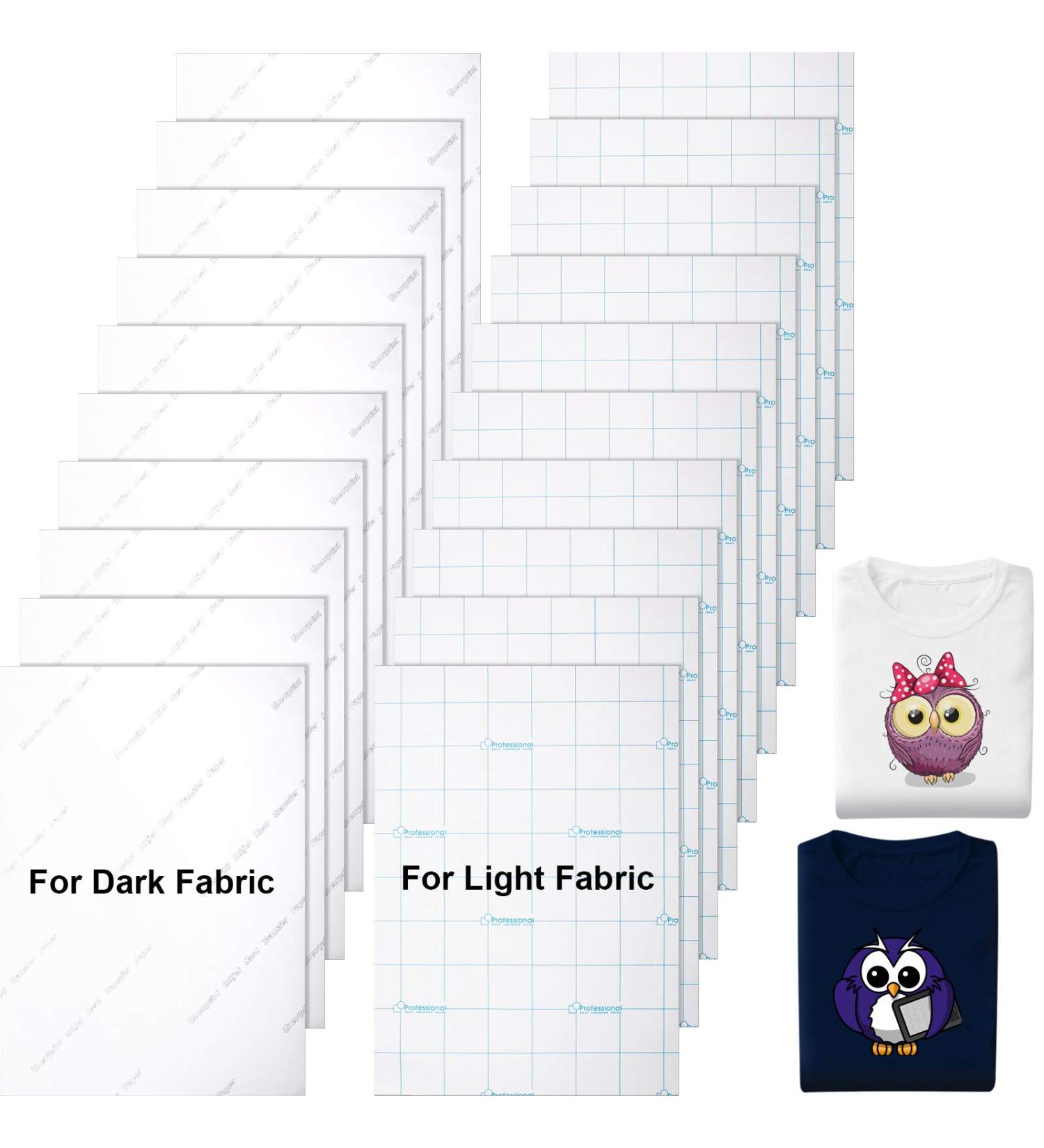 20-Piece Printable Heat Transfer Paper for Light & Dark Fabrics - Inkjet Printer Iron on HTV - Create Custom T-Shirts - A4 Size - Buy Online on GoSupps.com