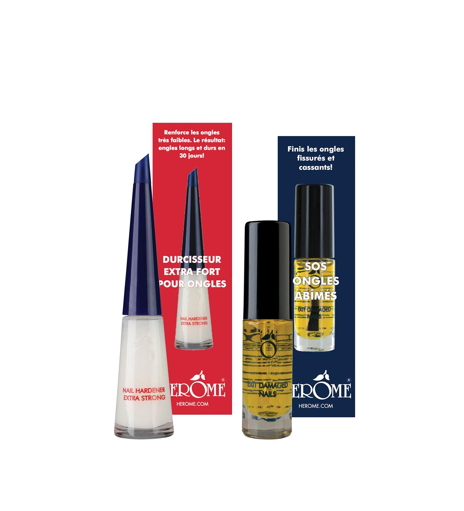Herome Combi-Pack Exit Damaged Nails & Nail Hardener Extra Strong - Guarantees Strong Nails First Results In 8 Days - 7ml.+10ml. - Buy Online on GoSupps.com