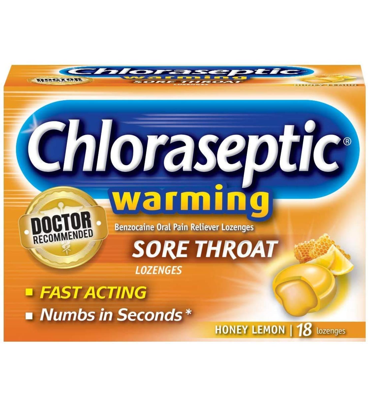 Chloraseptic Sore Throat Lozenges Warming with Real Honey Honey Lemon 18 ct (Pack of 1) - Buy Online on GoSupps.com