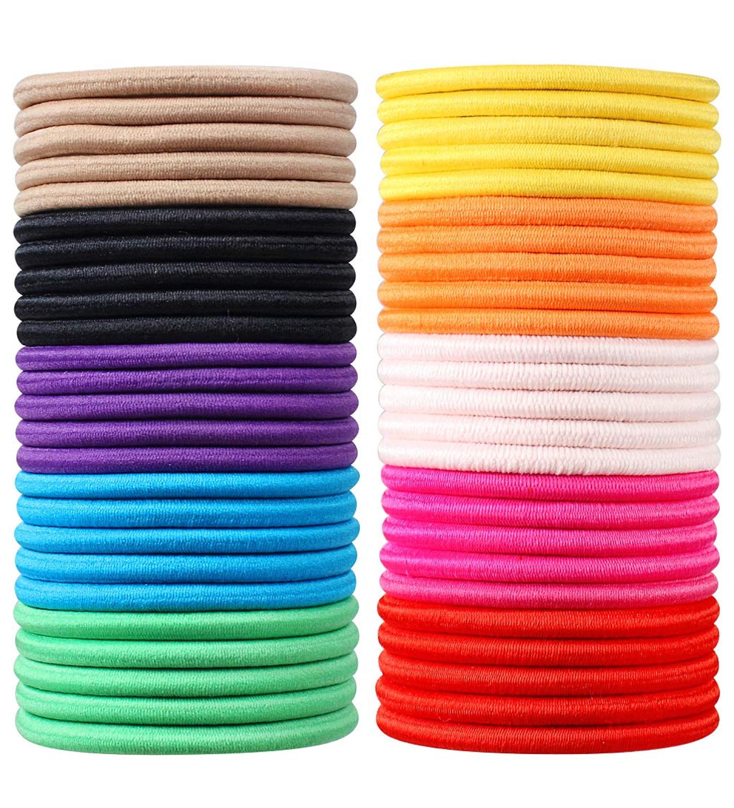 JCF Elastic Hair Bands 50Pcs - Multicolor Hair Ties for Women and Girls - Buy Online on GoSupps.com