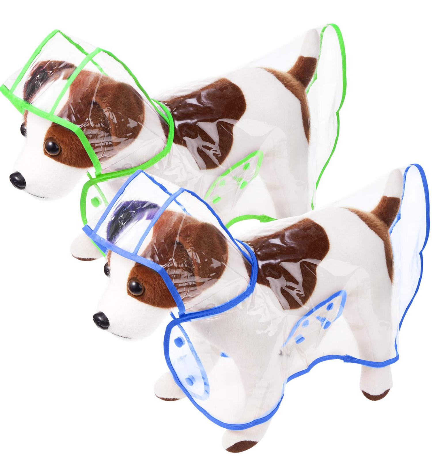 2 Piece Clear Pet Dog Raincoat Hooded Rain Jacket for Small Medium Dogs - Blue/Green S - Buy Online on GoSupps.com