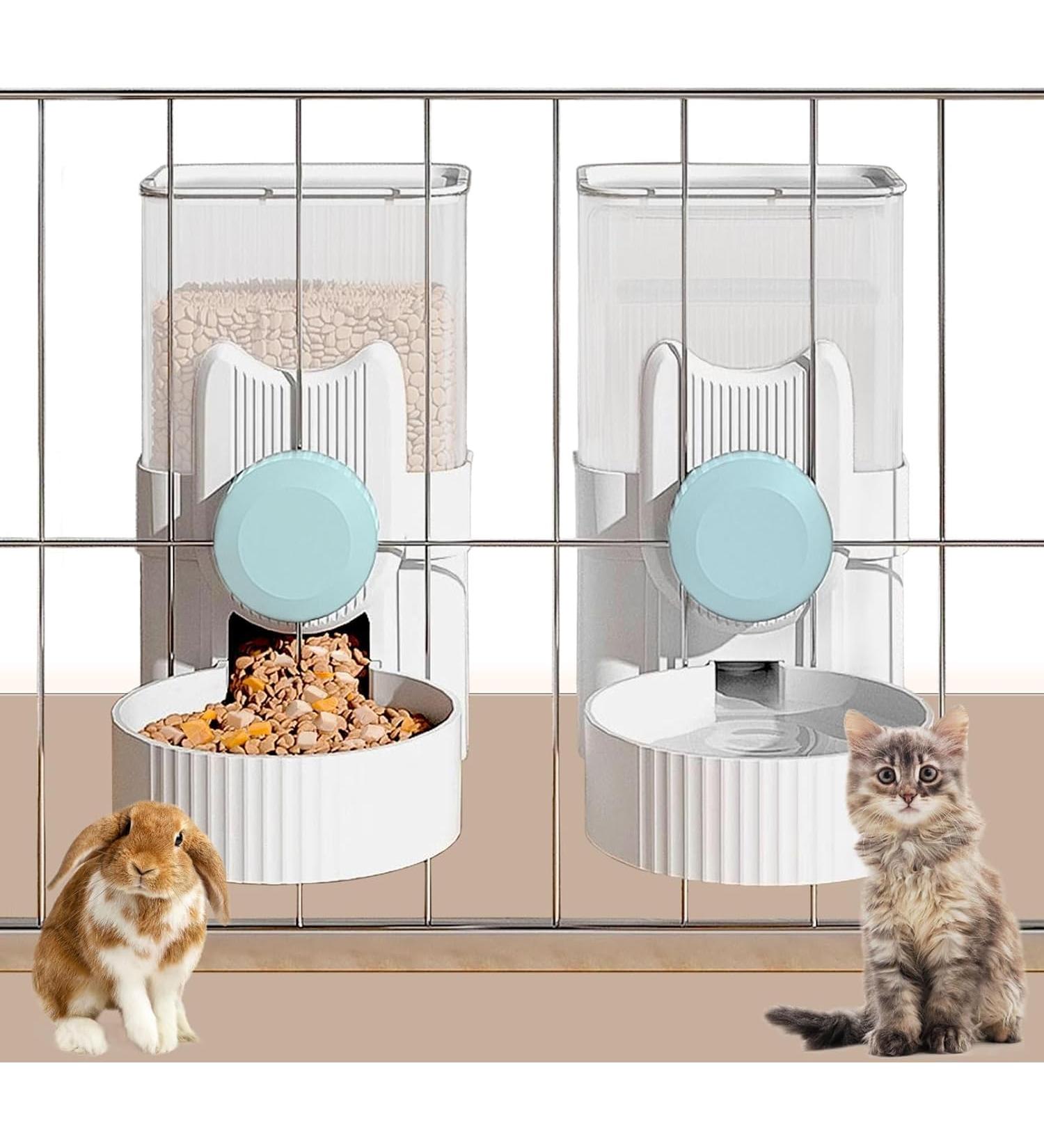Kathson Rabbit Gravity Auto Feeder Set 35oz - Hanging Automatic Food/Water Dispenser for Small Pets - Ideal for Rabbit, Chinchilla, Guinea Pig, Hedgehog, Ferret, Kitty, Puppy - Blue - Buy Online on GoSupps.com