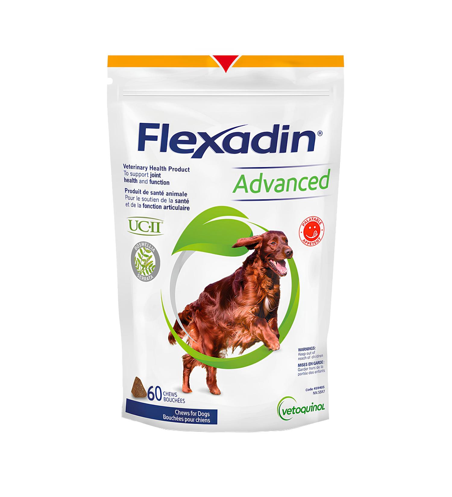 Vetoquinol Flexadin Advanced (with boswellia) Dog Joint Supplement One Unit a Day for Dogs 60 Chews - Buy Online on GoSupps.com