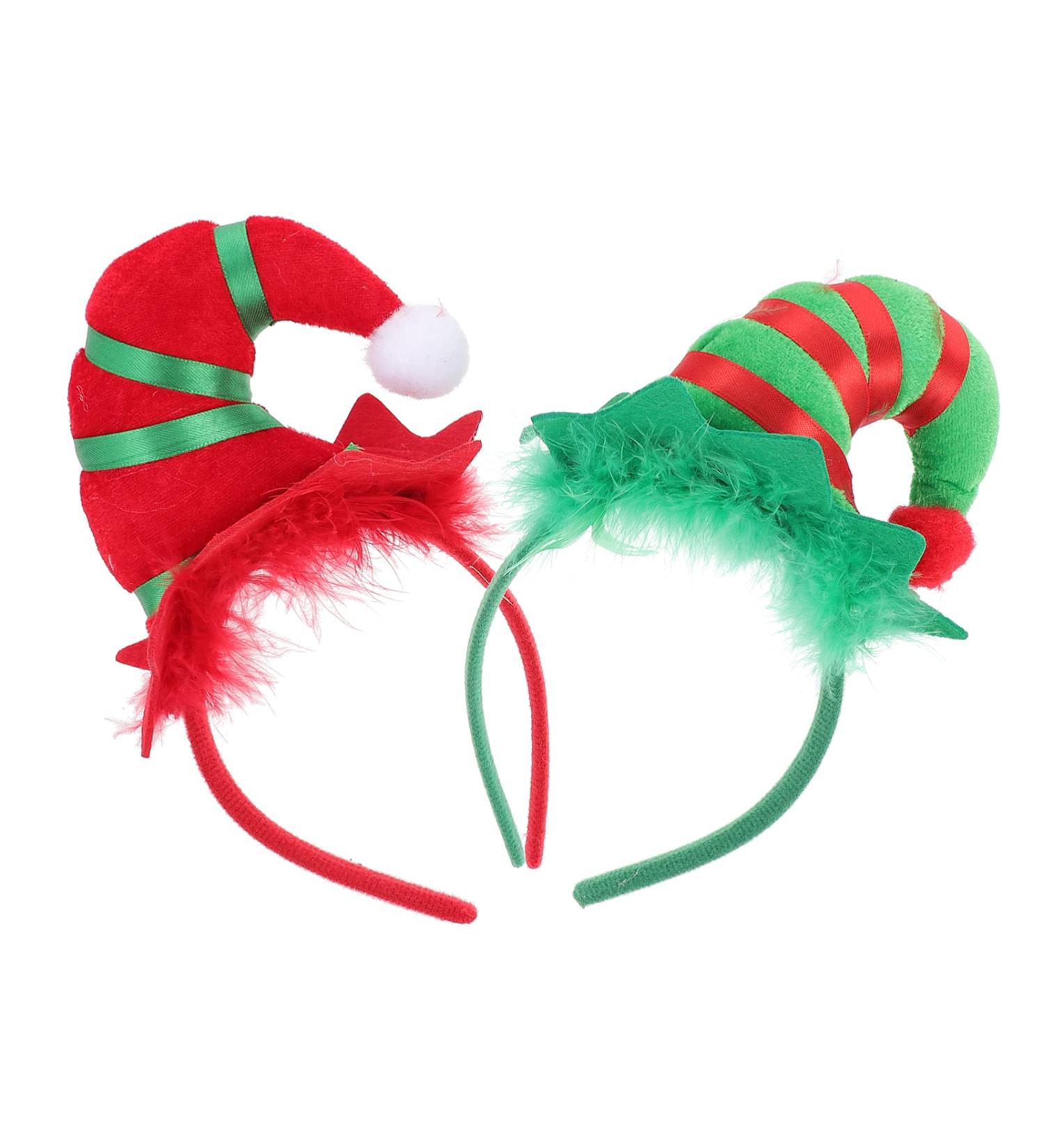 Lurrose 2pcs Christmas Headband Set - Santa Hat & Striped Clown Hair Hoops | Festive Party Favor Gifts (Mixed Colors) - Buy Online on GoSupps.com
