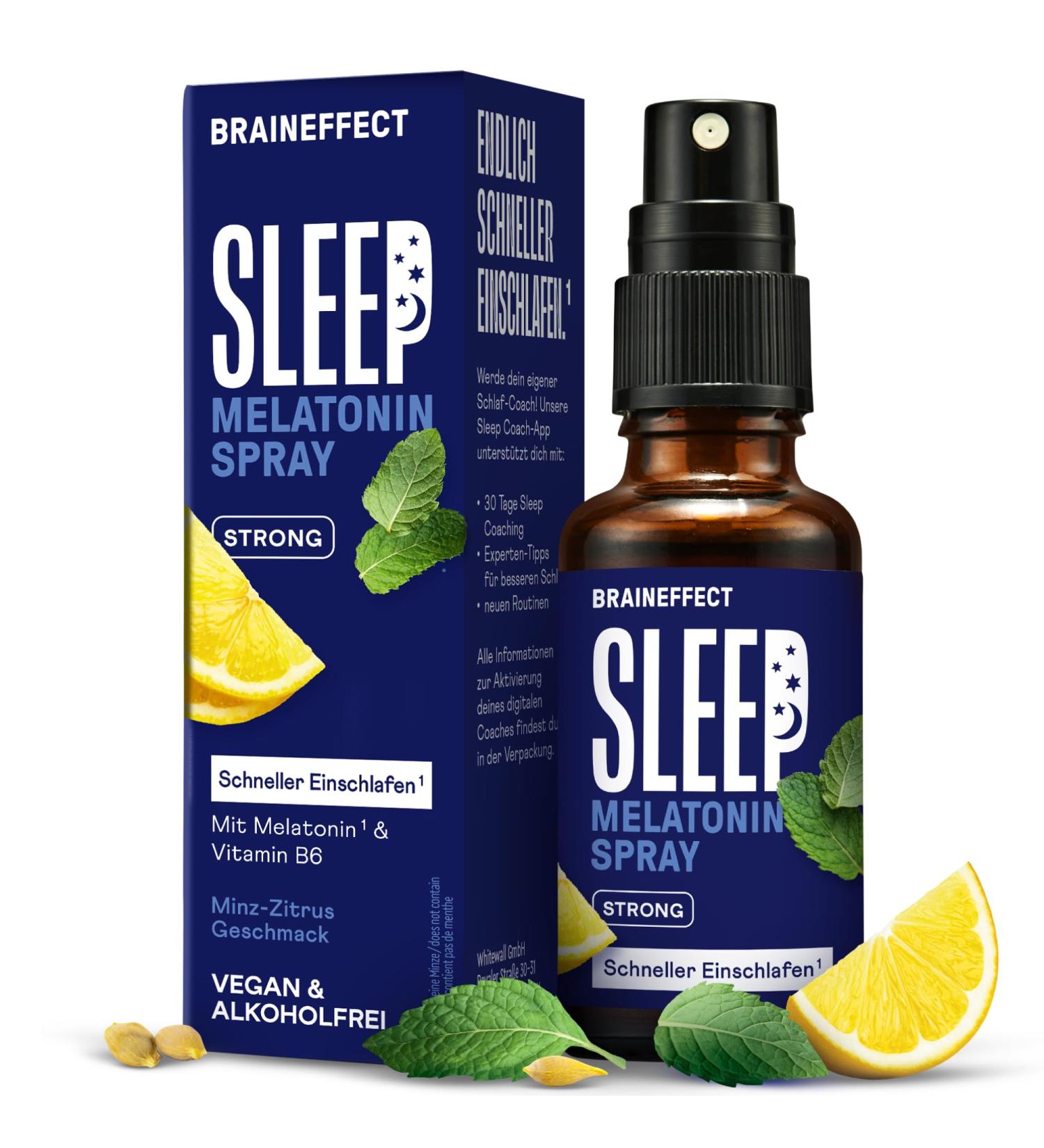 Braineffect Sleep Spray Strong - Original Melatonin Spray | 240 Days Supply | Sugar-Free Mint & Lavender Blend | Natural Sleep Aid with Ashwagandha - Buy Online on GoSupps.com