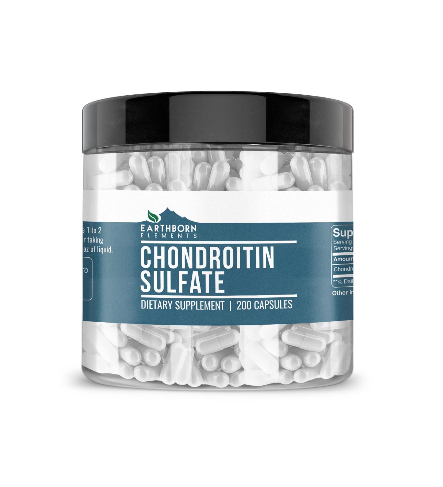 Earthborn Elements Chondroitin Sulfate 200 Capsules Pure & Undiluted No Additives 200 Count (Pack of 1) - Buy Online on GoSupps.com