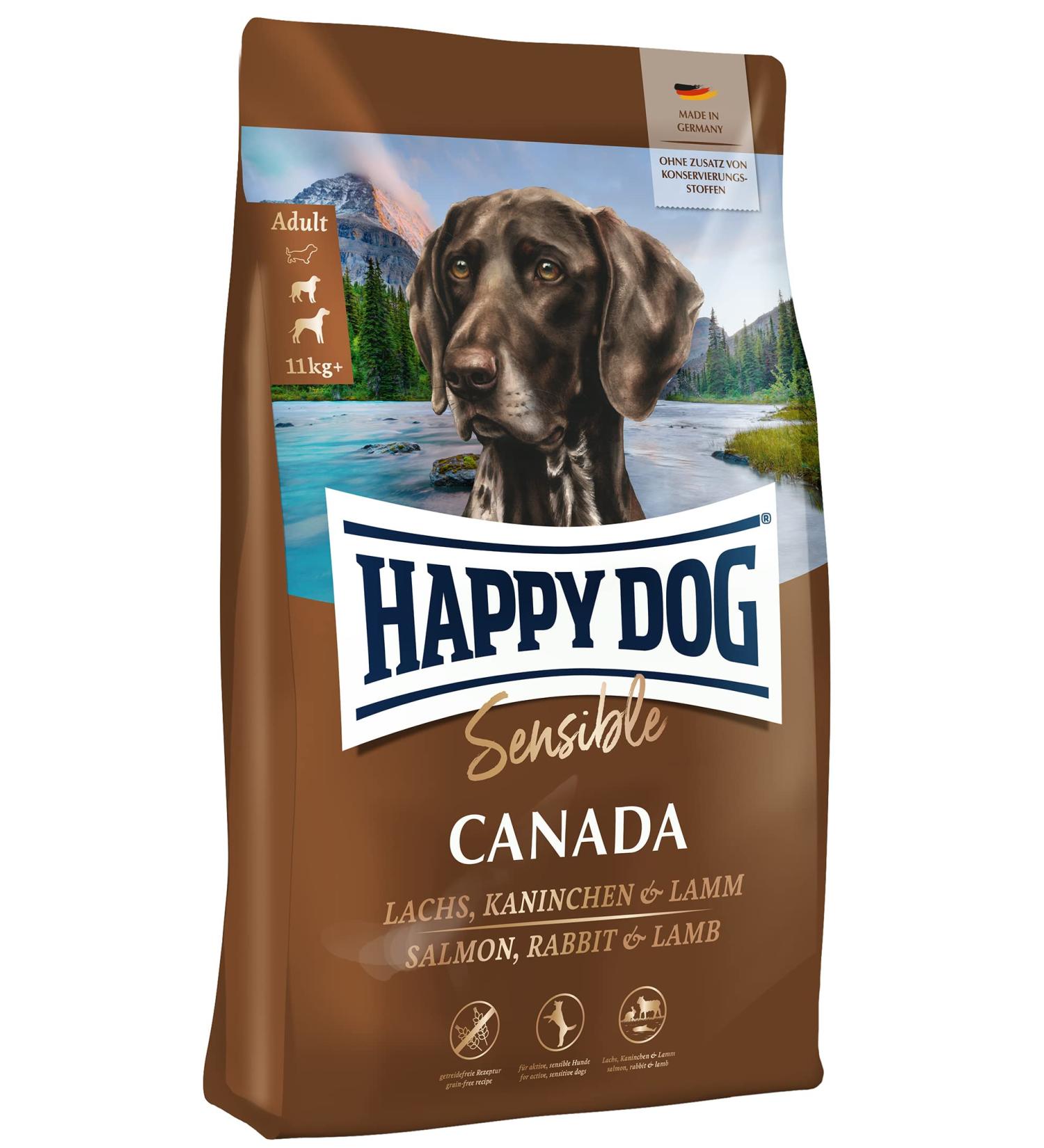 Happy Dog Sensible Canada Salmon Rabbit & Lamb - 11kg Dry Dog Food for Adults | International Shipping Available - Buy Online on GoSupps.com