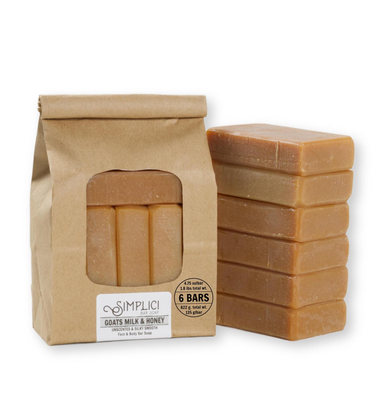 Goats Milk & Honey Natural Soap - 6 Bar Value Bag for Sensitive Skin | Palm Free | International Shipping - Buy Online on GoSupps.com