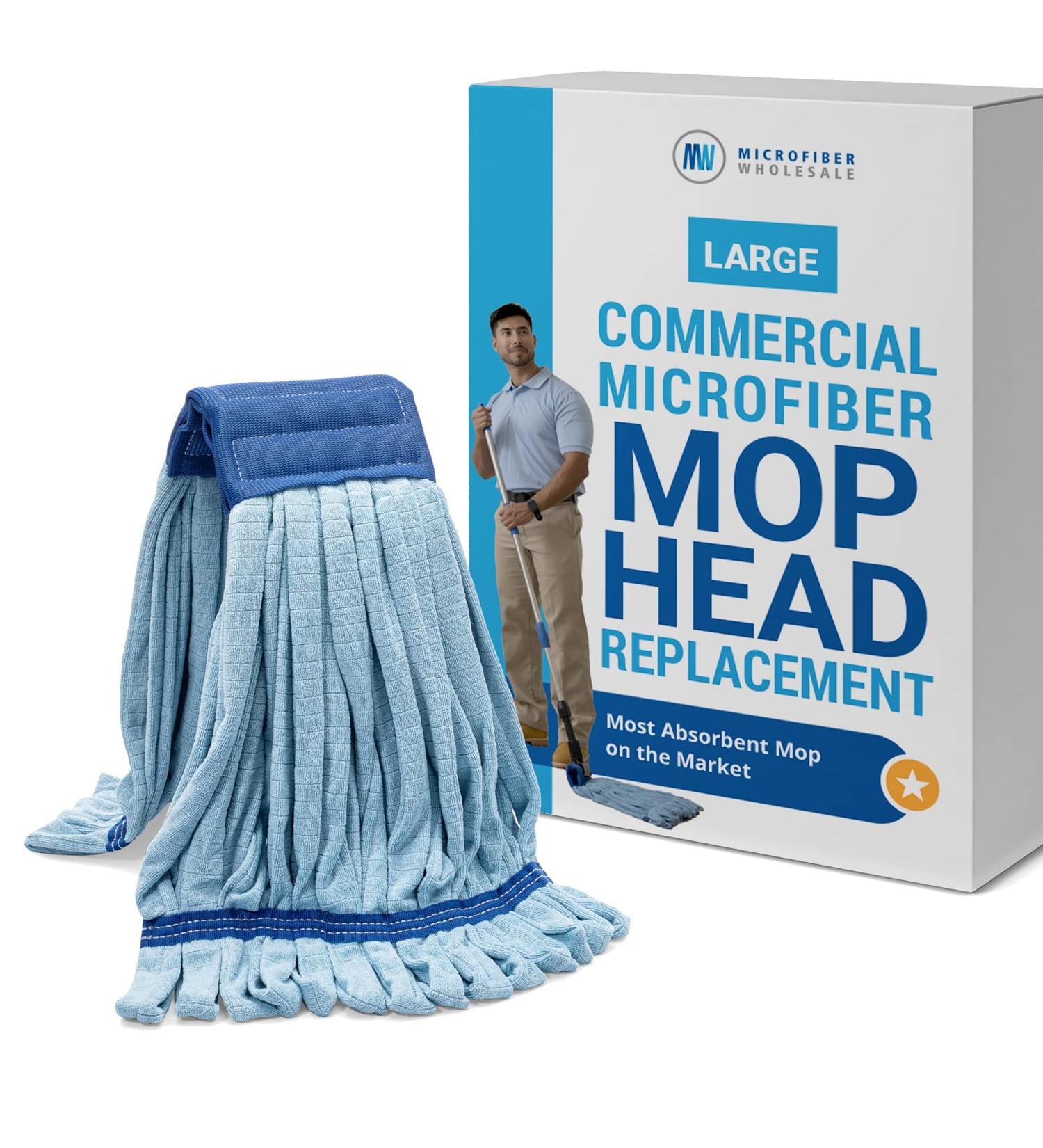 Commercial Mop Head Replacement - Large Microfiber Tube Mop (18 oz.) | Industrial Wet Mops | Washable Refill  Reusable  Heavy Duty  Looped End Mopheads | Hardwood  Tile  Laminate Floors (Blue) Blue 1 - Buy Online on GoSupps.com