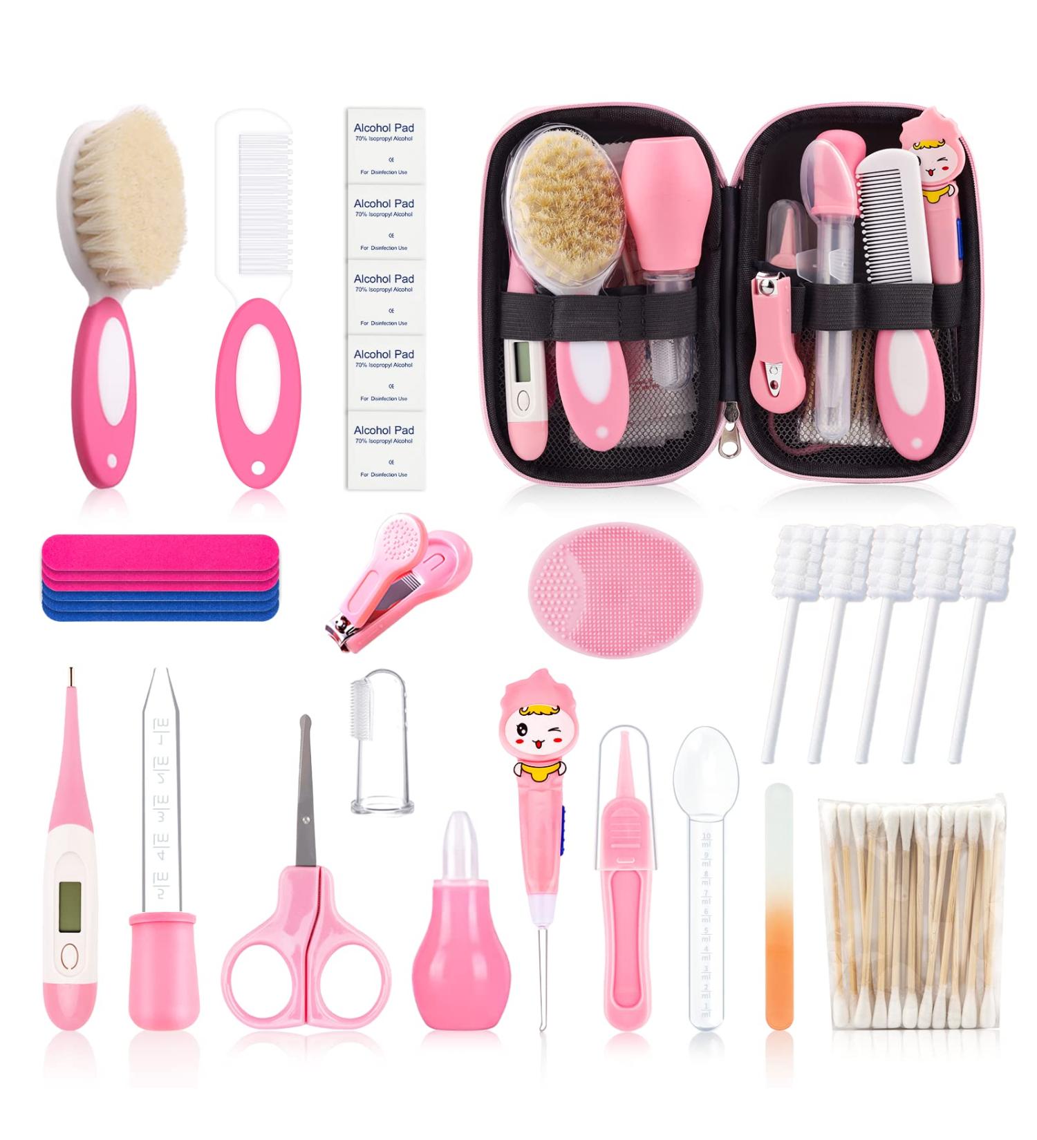Newborn Baby Healthcare & Grooming Kit - 36PCS Set, Pink - Safe & Upgraded Essentials for Newborn Nursery Care - Buy Online on GoSupps.com