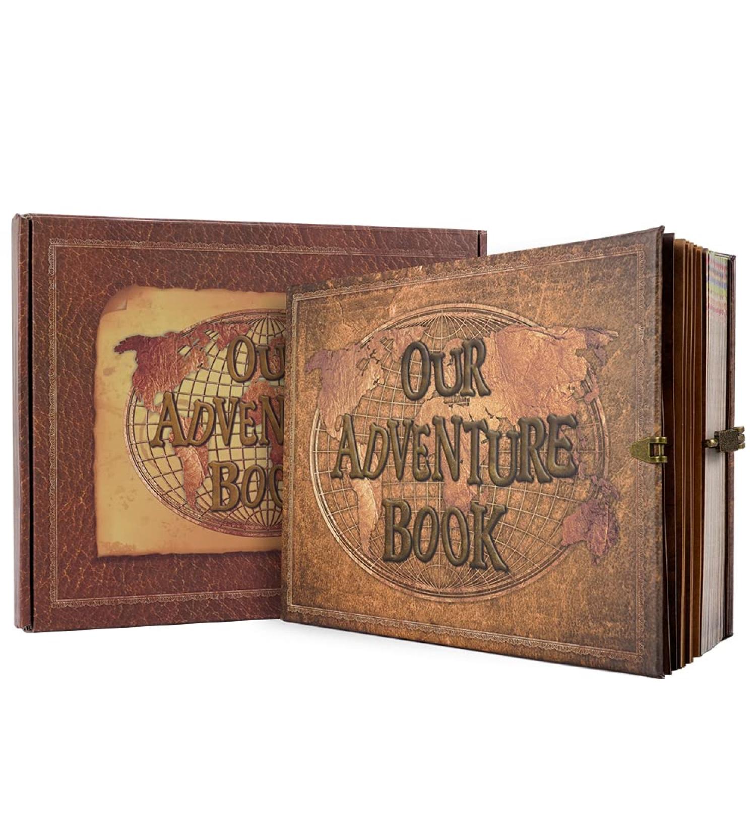 JIMBON Our Adventure Book 180 Pages Scrapbook Photo Album Retro Style Embossed Letter Leather Cover Travel Diary Journal Scrap Book For Couples Memory Book For Anniversary Wedding Best Friend Gift 10.2 inch Brown - Buy Online on GoSupps.com