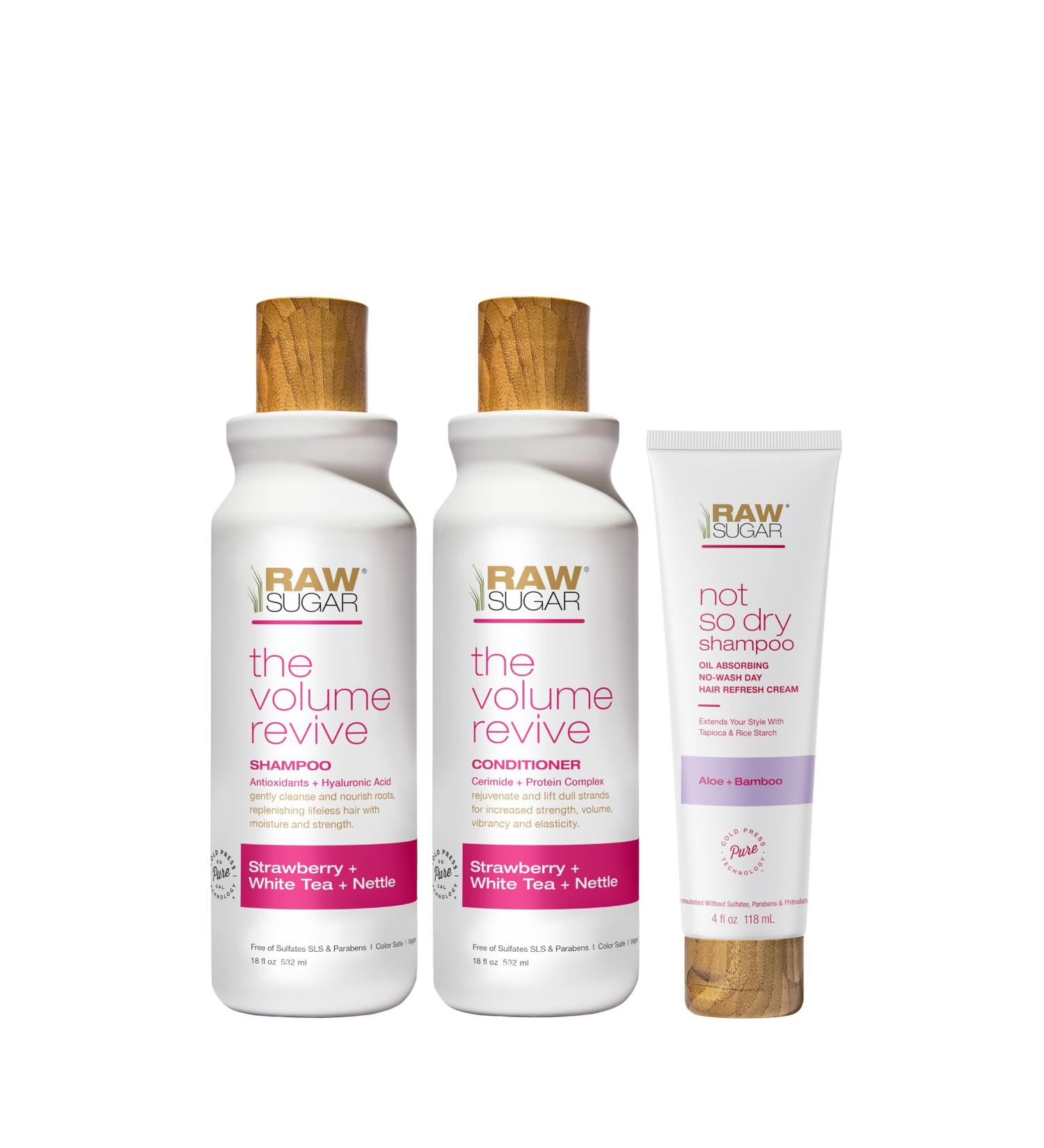Raw Sugar Volume Revive Shampoo & Conditioner Set - Sulfate & Paraben Free Vegan Cruelty-Free - 18 Fl. Oz - International Shipping Available - Buy Online on GoSupps.com
