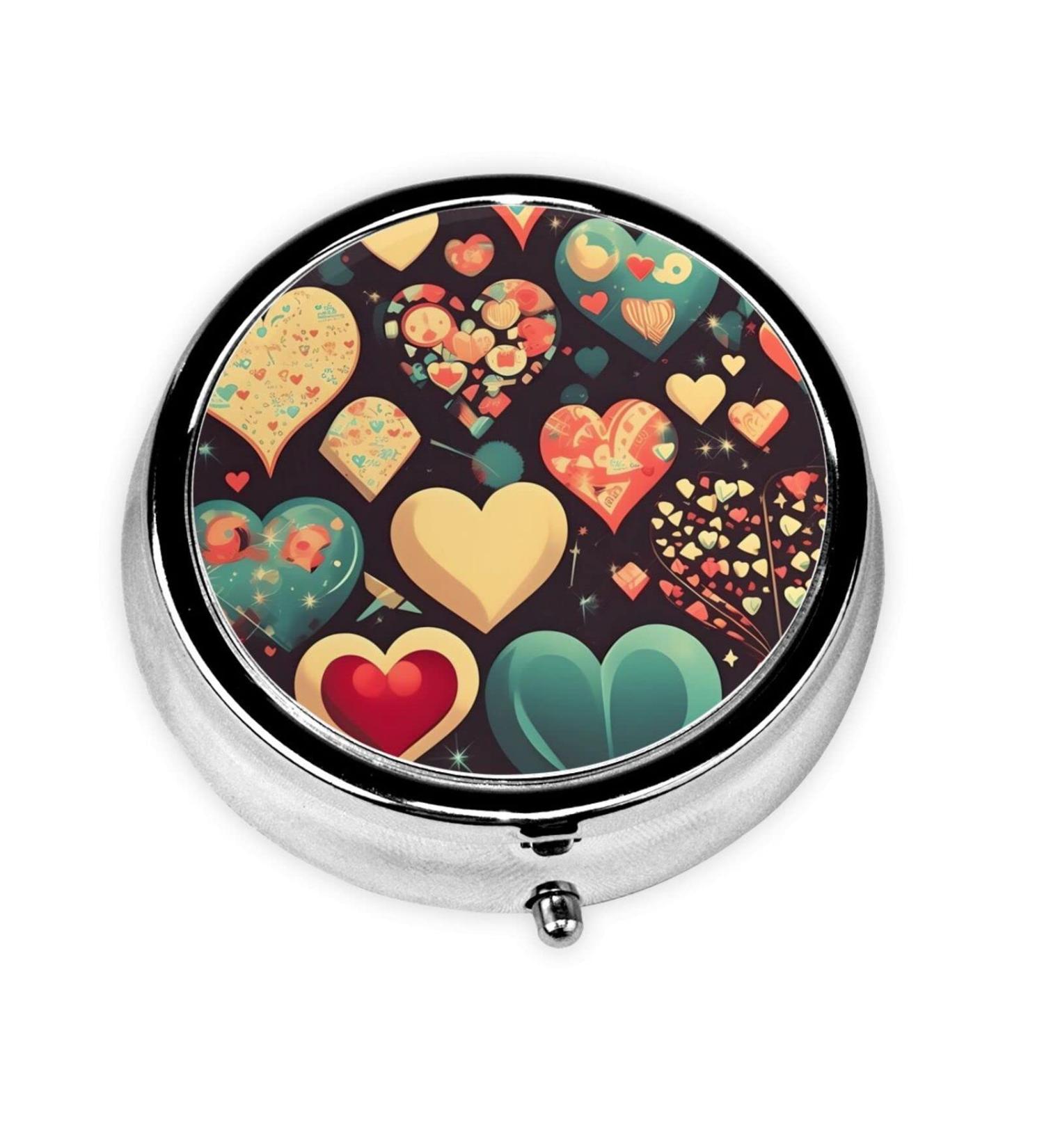 Heart Crush Flower Round Pill Box | 3-Compartment Portable Organizer for Purse & Pocket - Travel-Friendly Pill Box - Buy Online on GoSupps.com