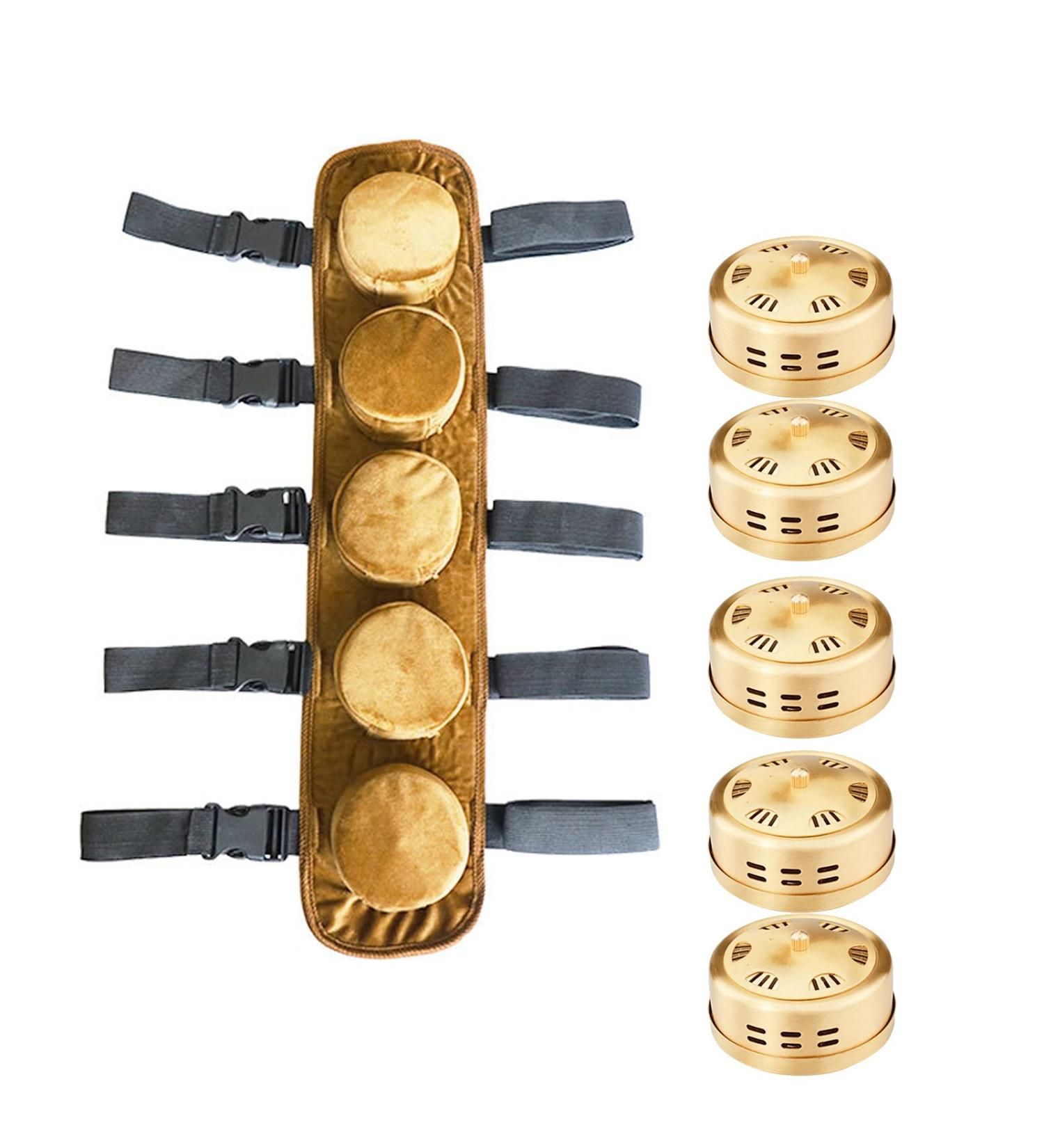 Copper Smokeless Moxa Moxibustion Box Velvet Bag Moxa Stick Acupuncture Roller Holder Neck Waist Body Acupoint Therapy - Buy Online on GoSupps.com