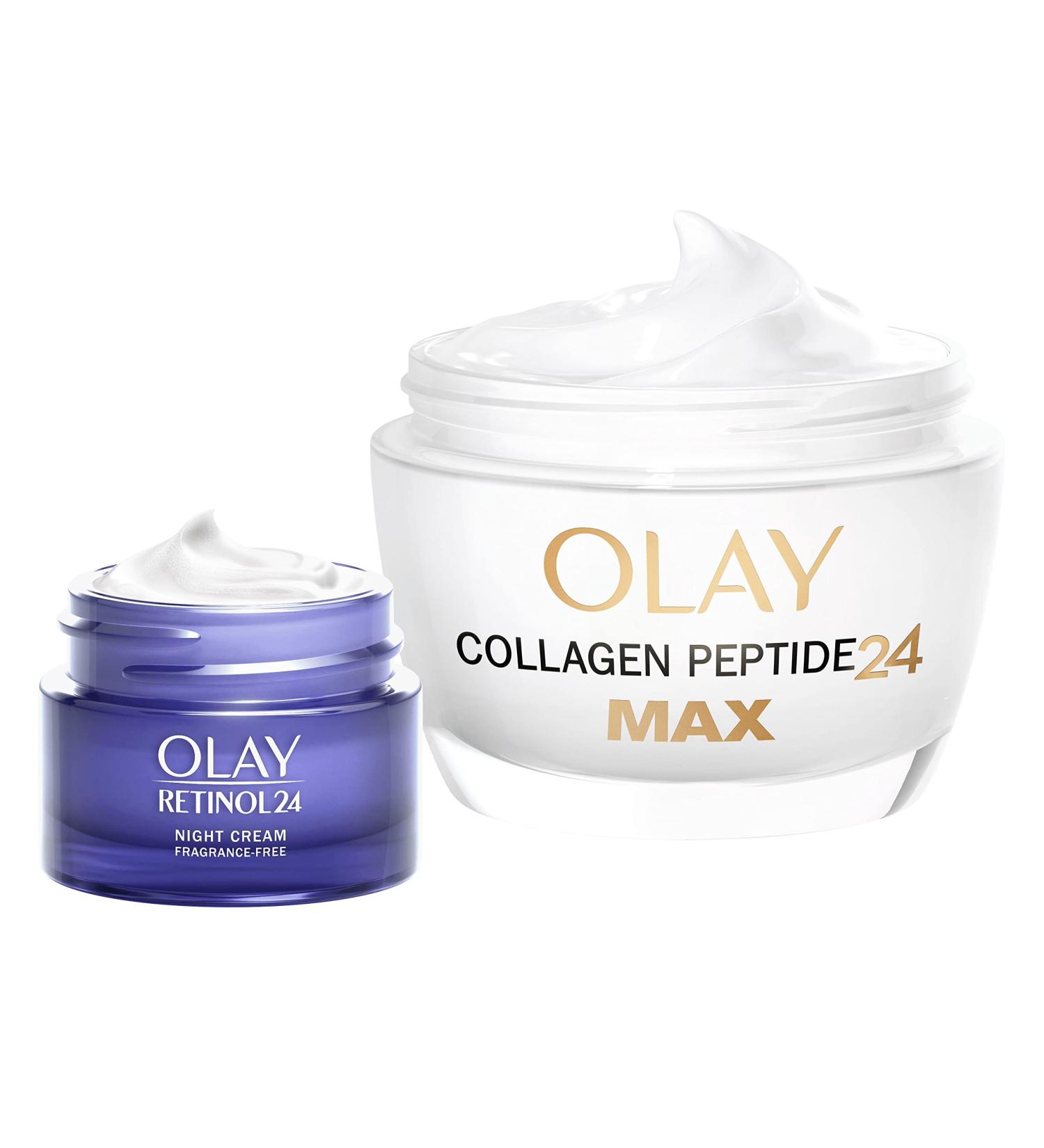 Olay Day &Night Set: Collagen Peptide 24 MAX Day Face Cream 50ml With Retinol 24 Face Cream 15ml Instantly Hydrates For 24H For Strong And Glowing Skin - Buy Online on GoSupps.com